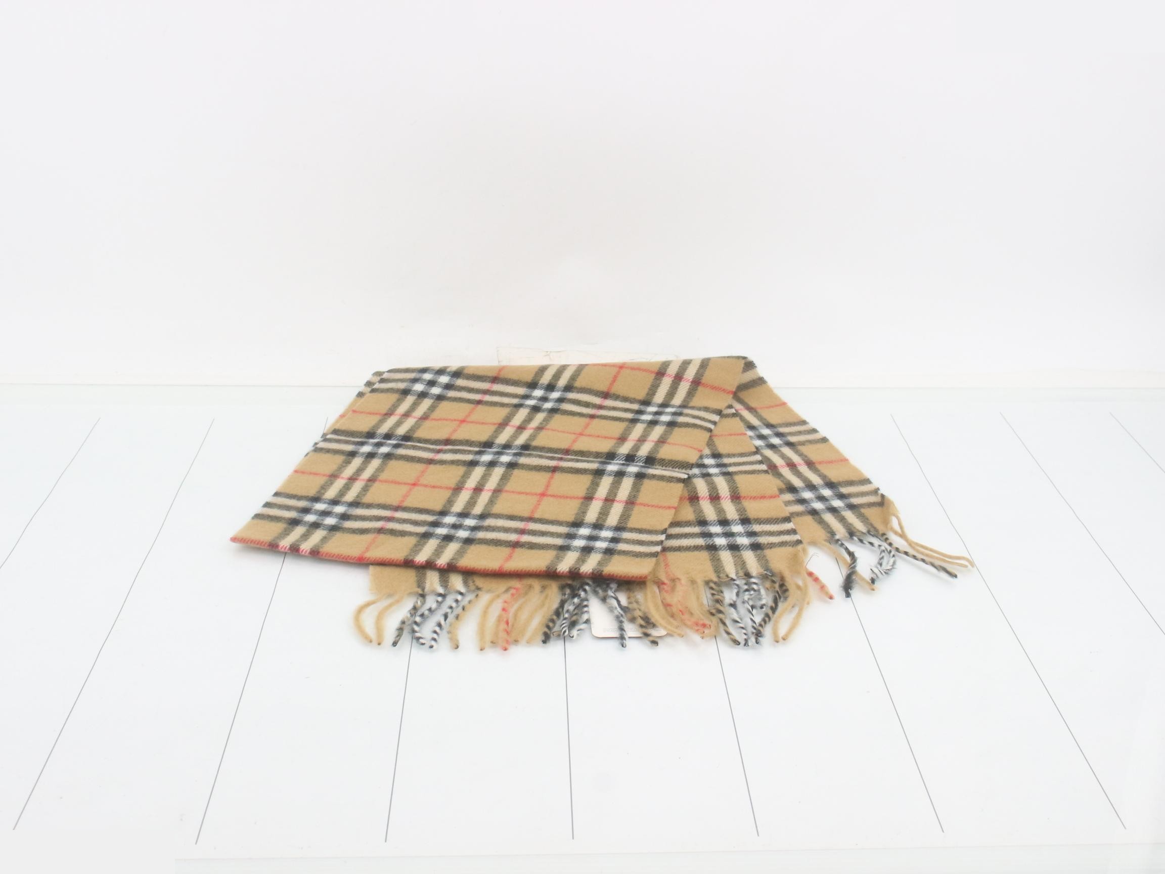 Nova Check Scarf, Beige, with tags attached. — view 3