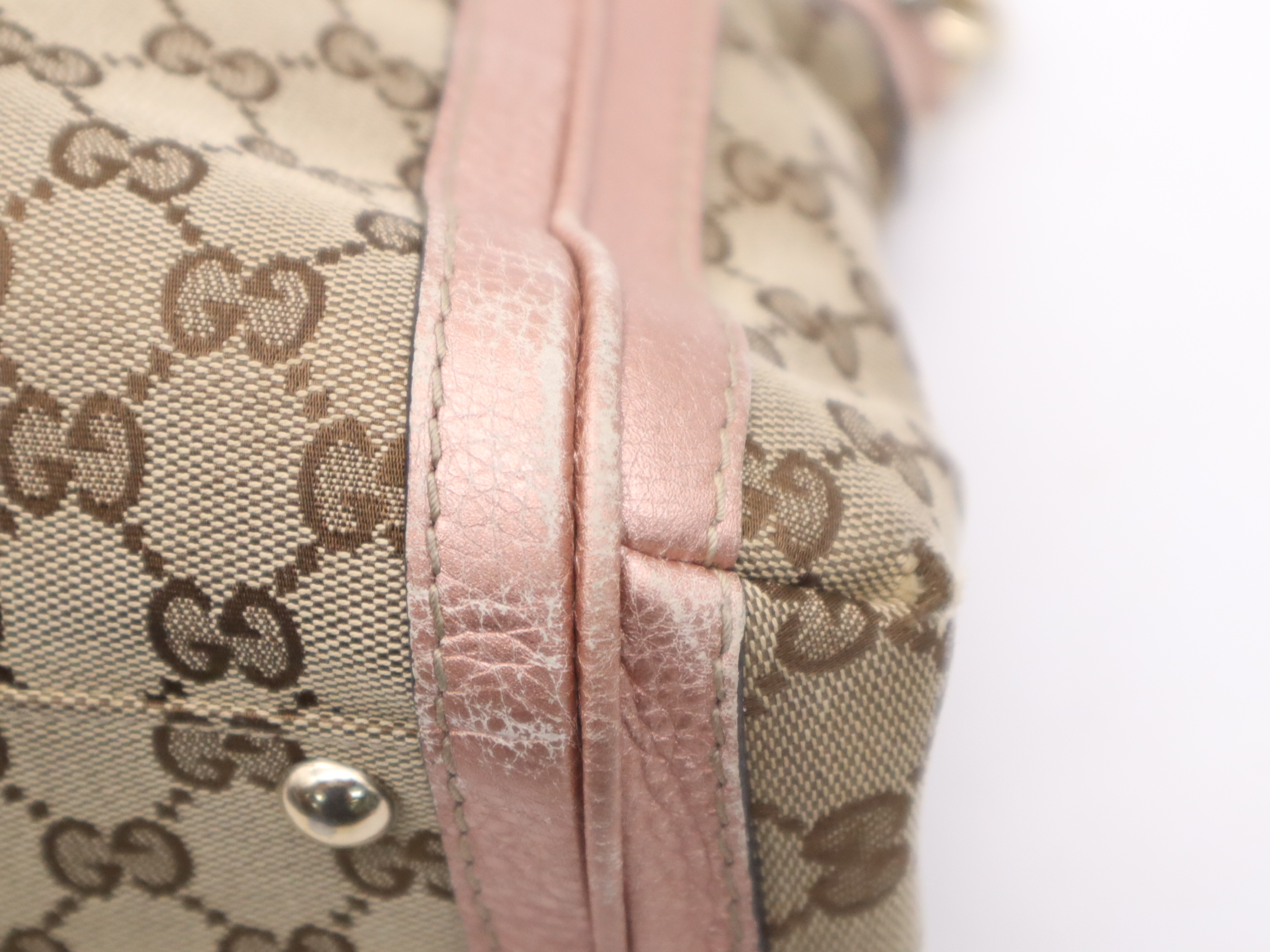 282300 GG Canvas Bella 2-way Handbag Beige Pink with Shoulder Strap and Bamboo Tassel — view 12
