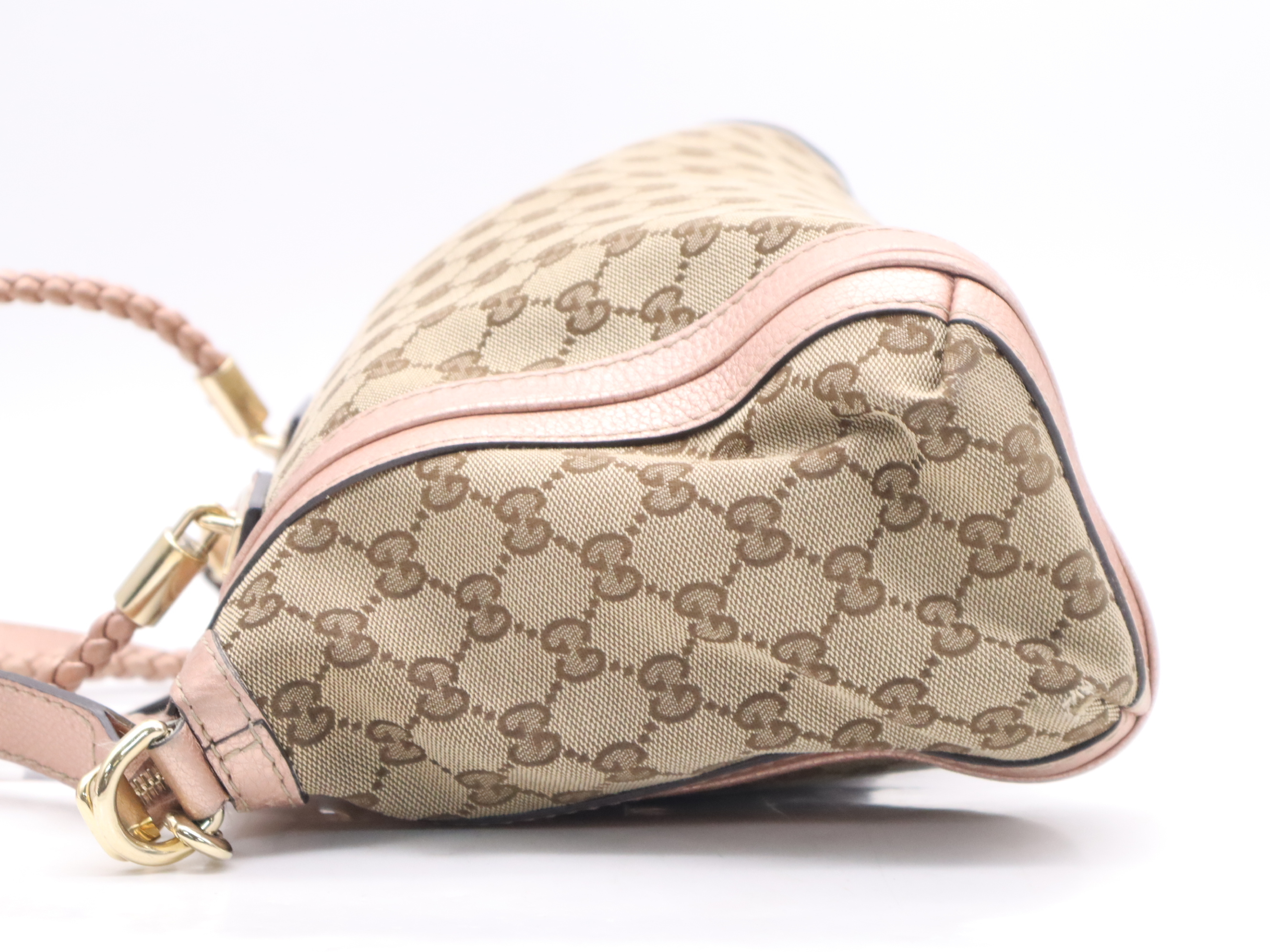 282300 GG Canvas Bella 2-way Handbag Beige Pink with Shoulder Strap and Bamboo Tassel — view 3