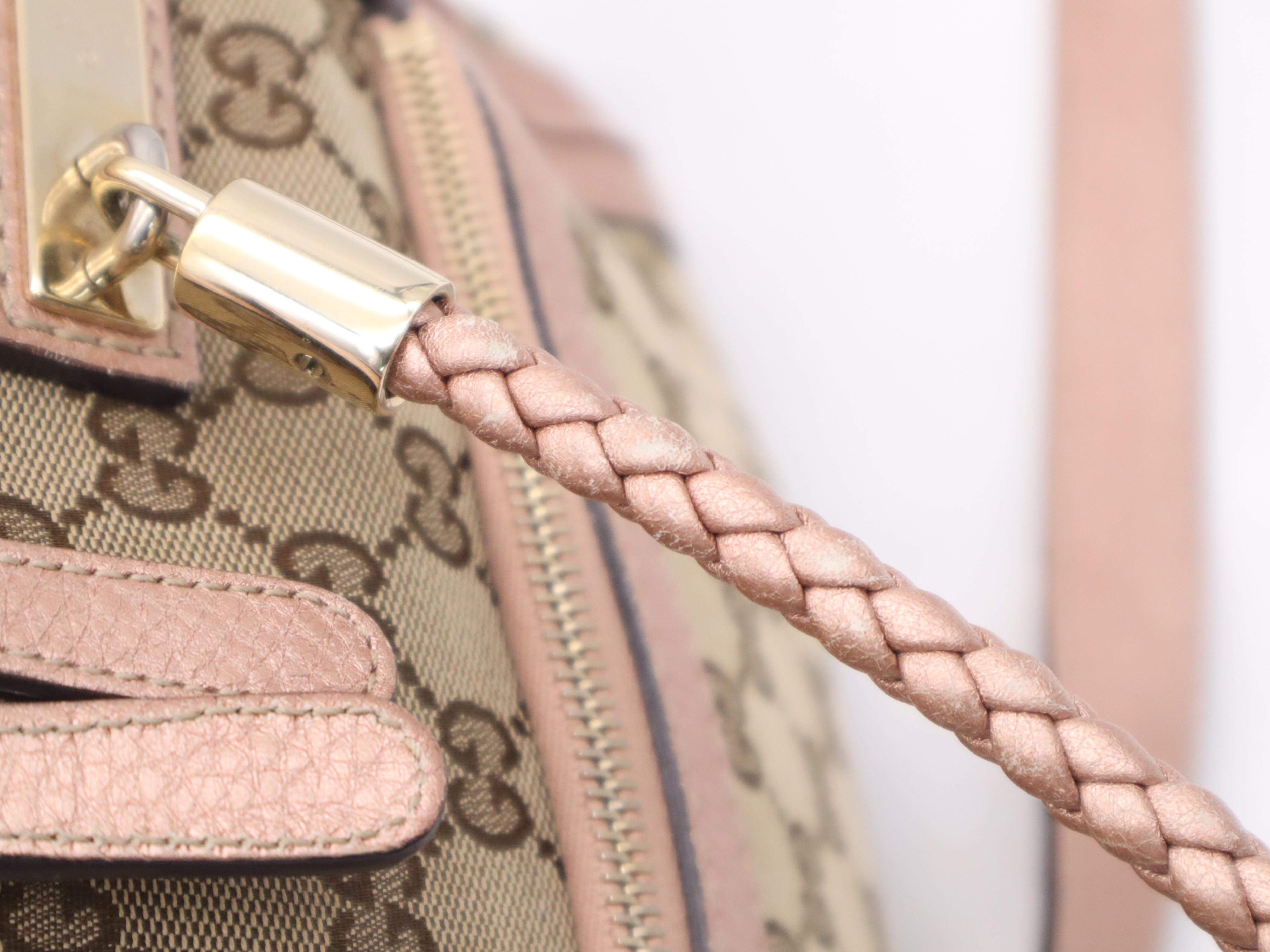 282300 GG Canvas Bella 2-way Handbag Beige Pink with Shoulder Strap and Bamboo Tassel — view 9