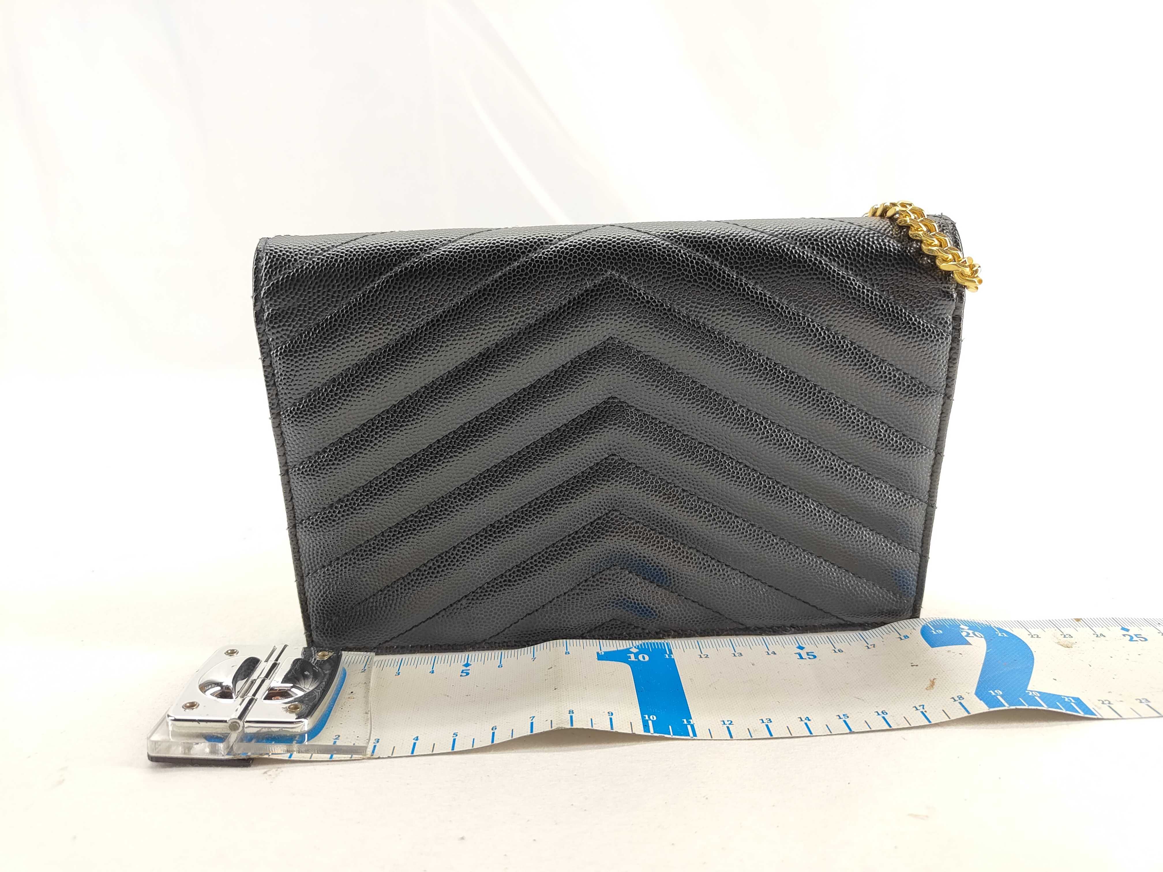 TH-YSL 393953 Cassandre Leather Black GHW Wallet On Chain - Grade B Shoulder Bag — view 2