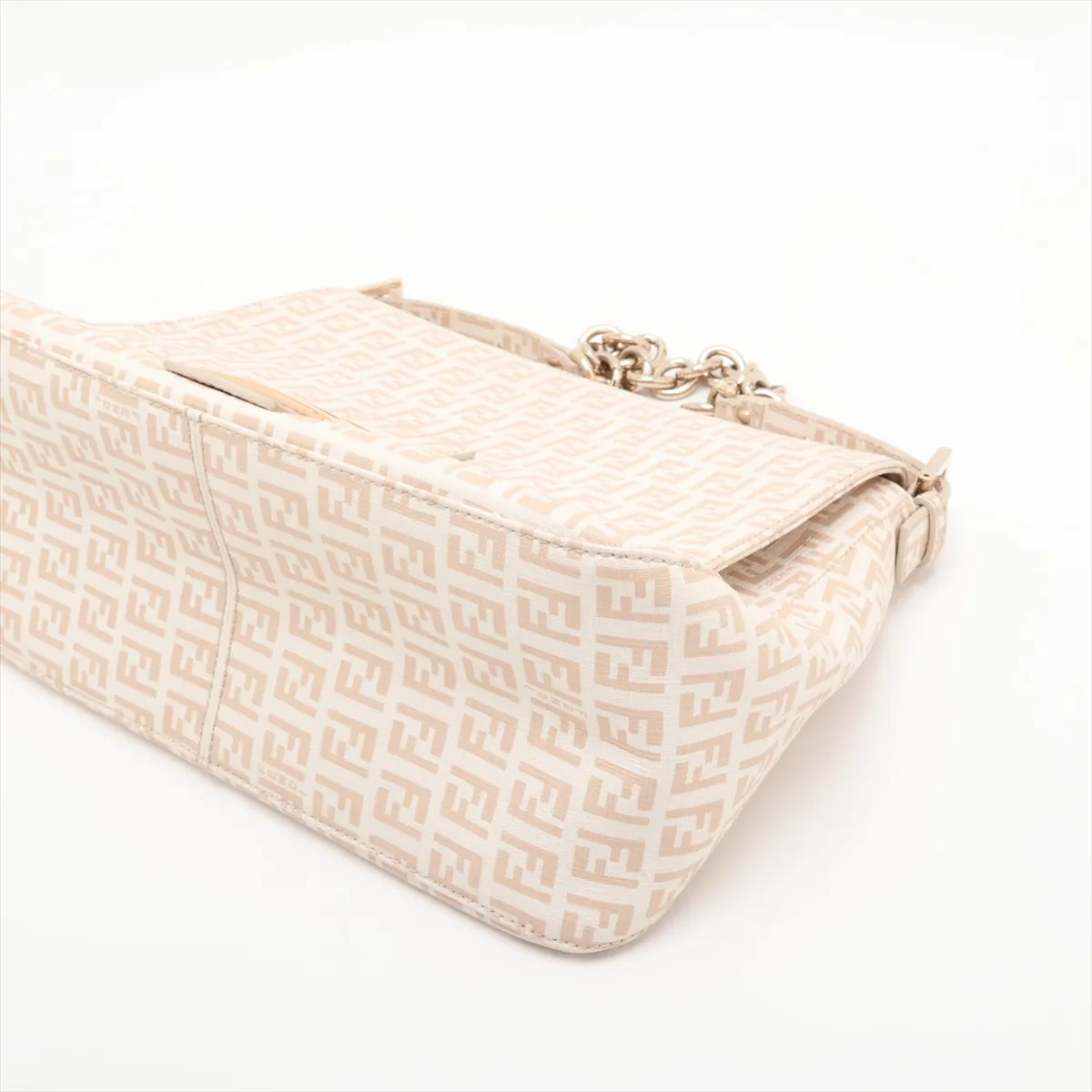 Zucchino Leather Chain Shoulder Bag, Beige, 8BR001 — view 3