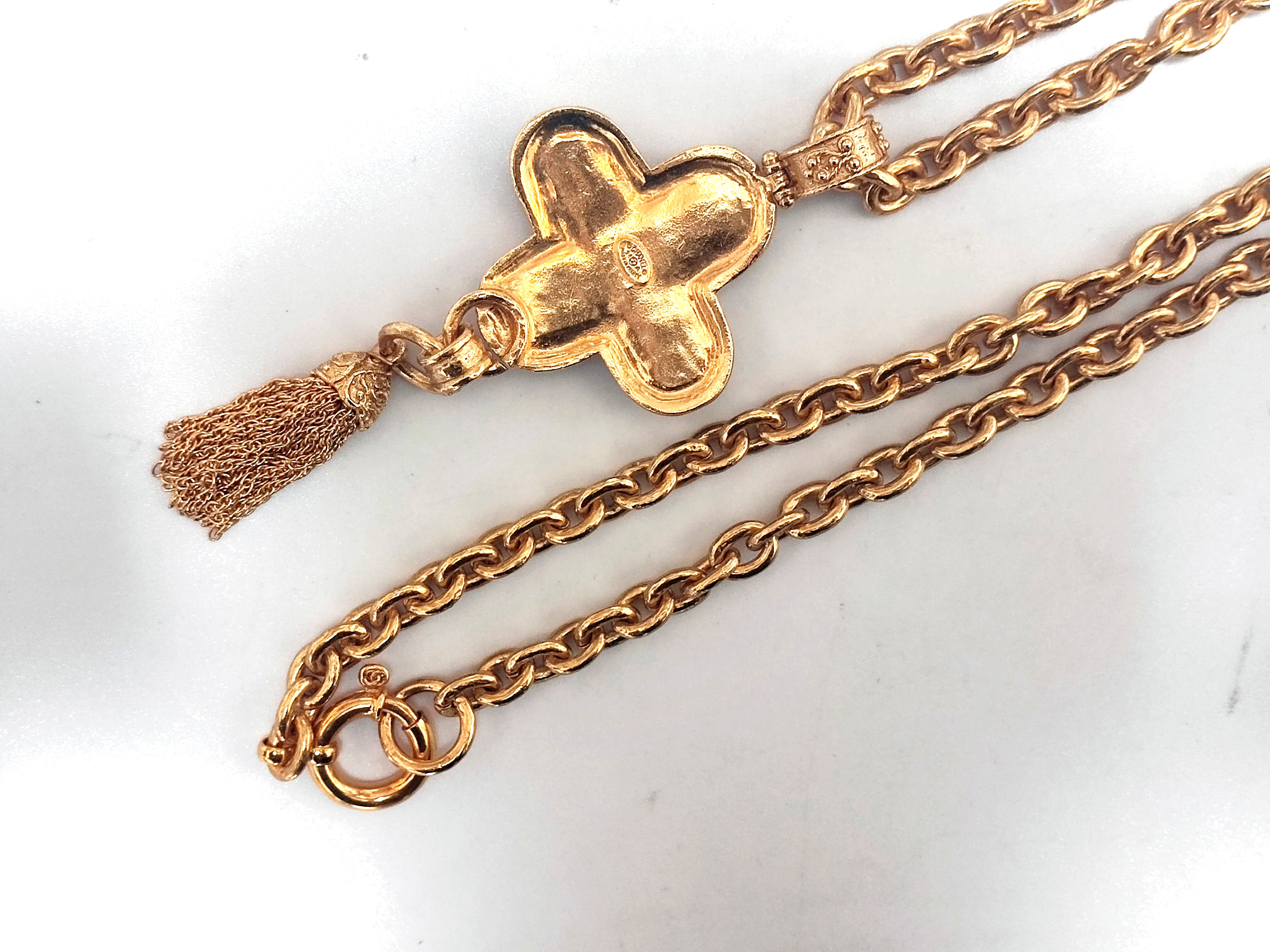 Gripoix Coco Mark Cross Fringe Necklace 94A Necklace — view 11