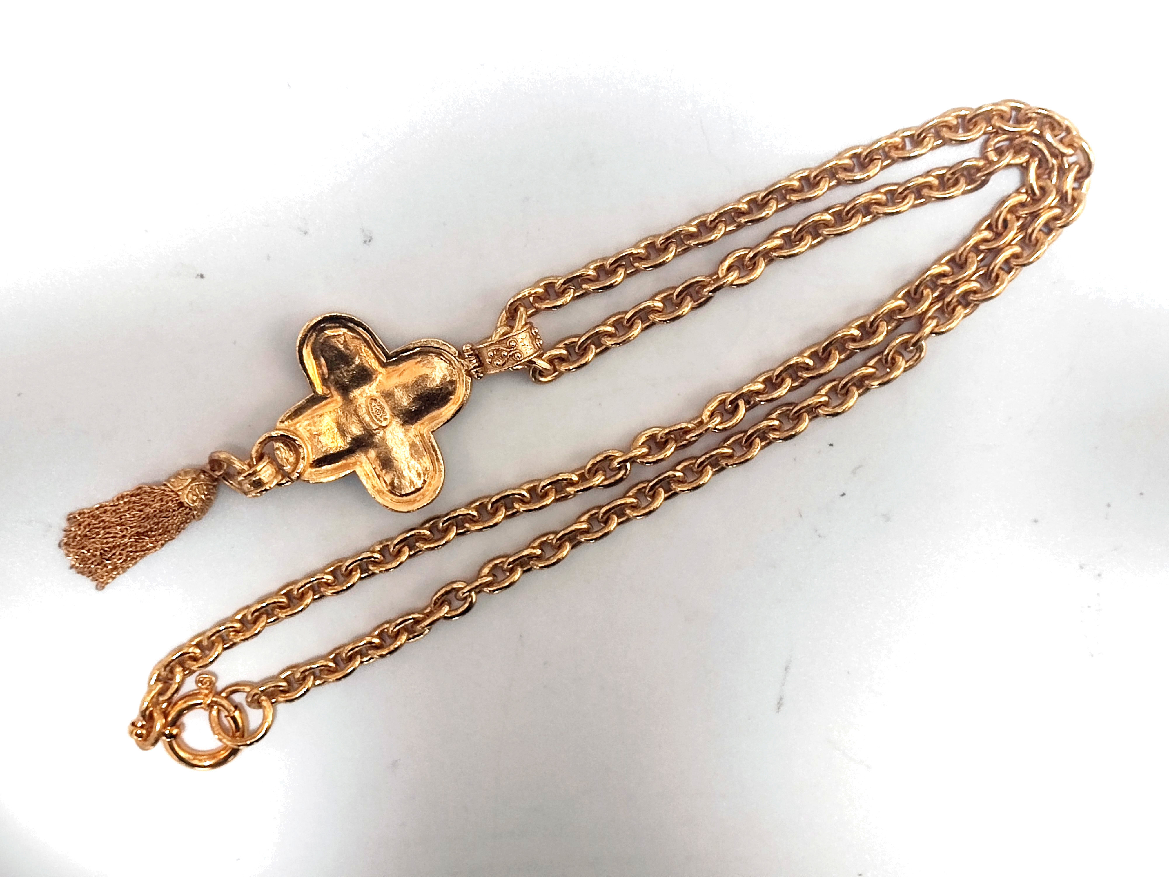 Gripoix Coco Mark Cross Fringe Necklace 94A Necklace — view 10