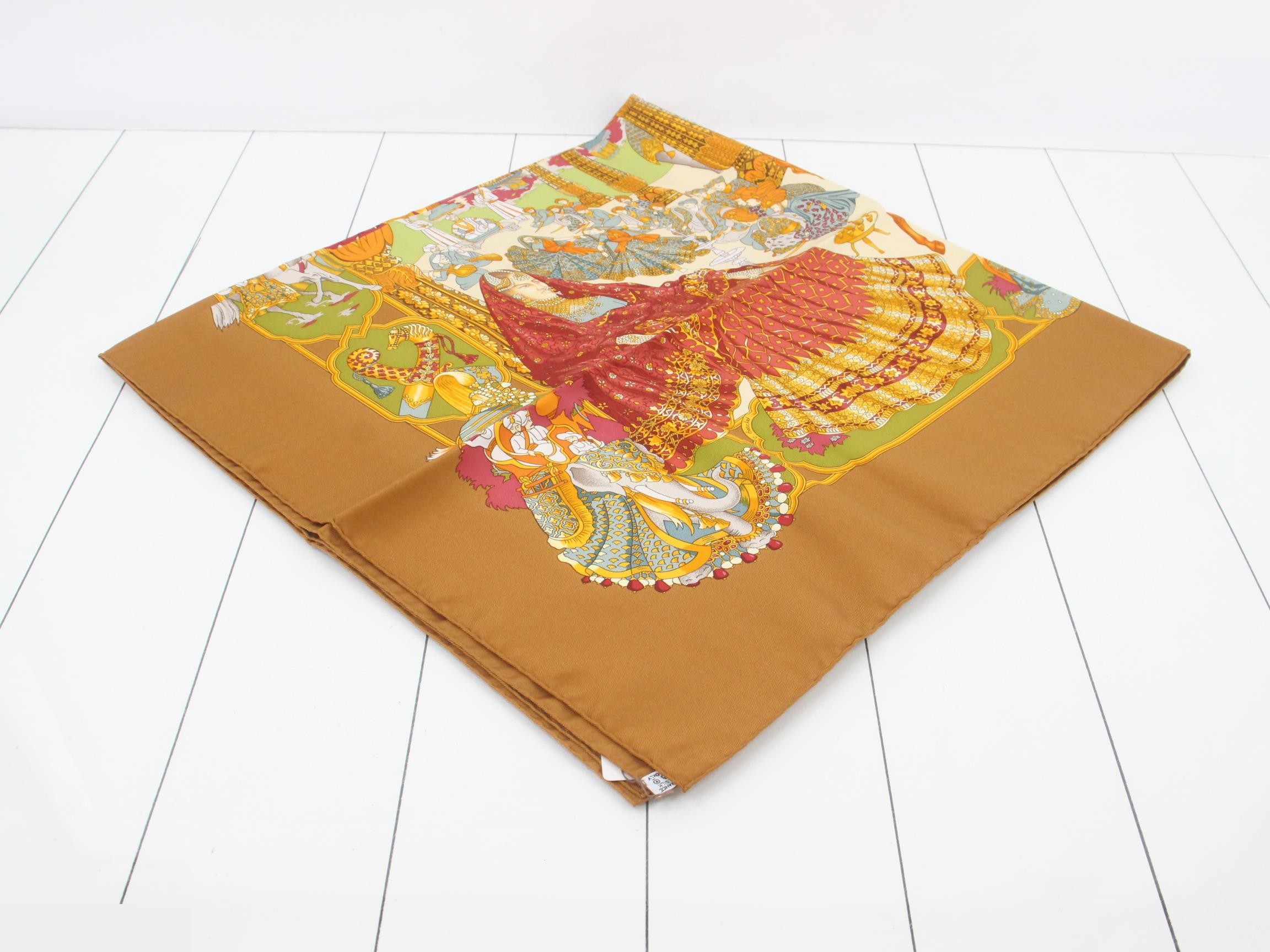 Carre 90 "The Splendor of the Maharaja" Silk Brown x Multi Label/Box Included — view 2