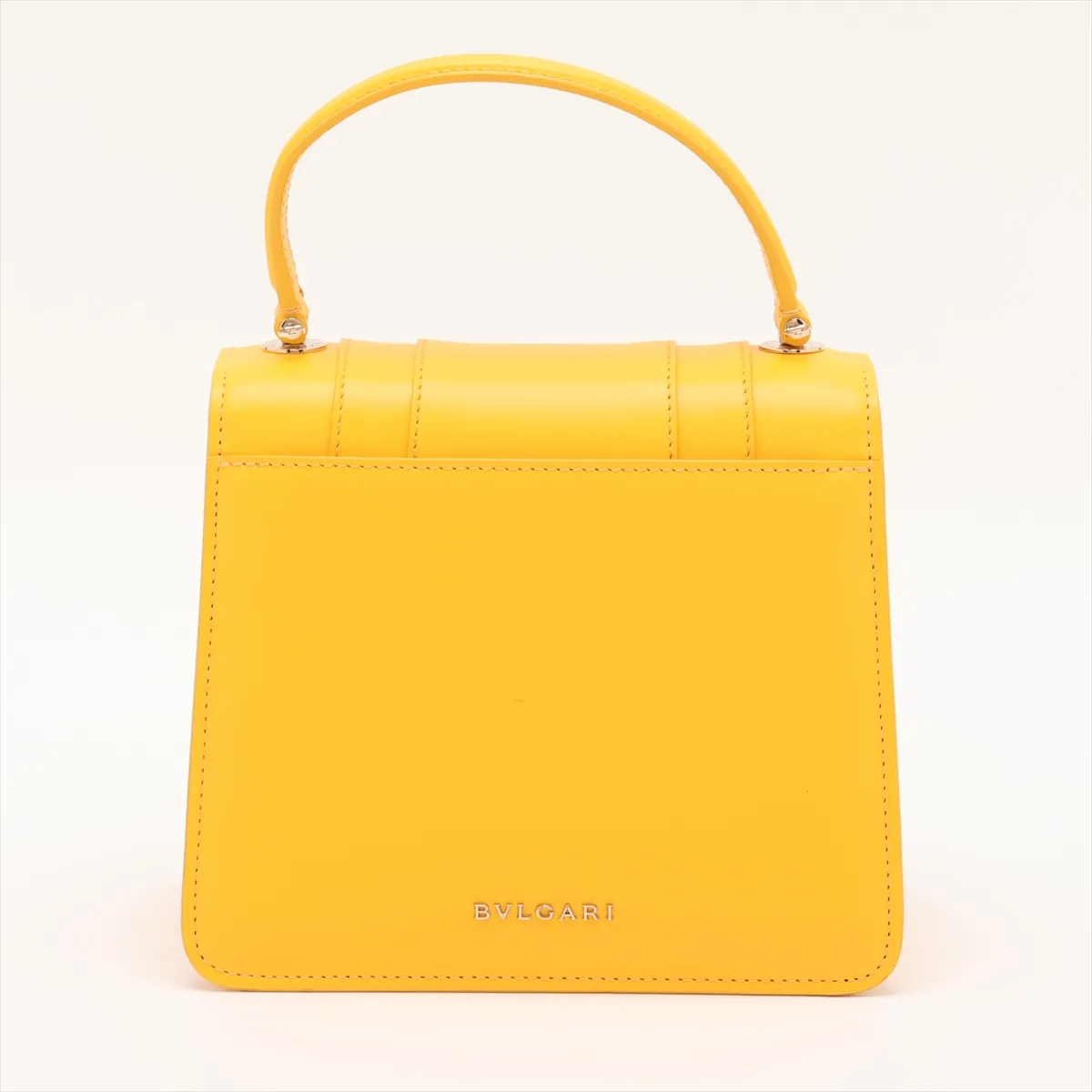 Serpenti Leather 2-Way Handbag, Yellow, with Mirror — view 2