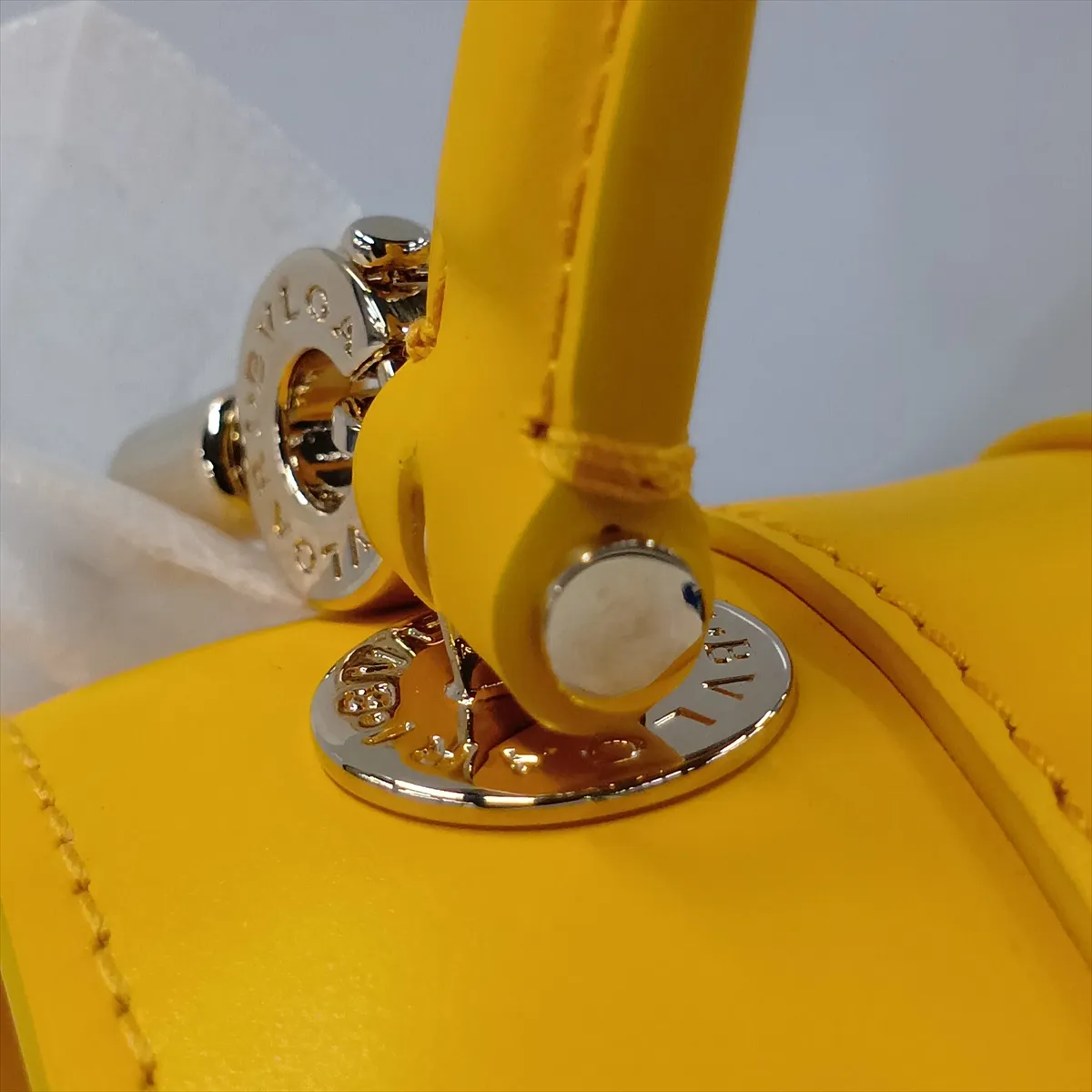 Serpenti Leather 2-Way Handbag, Yellow, with Mirror — view 14