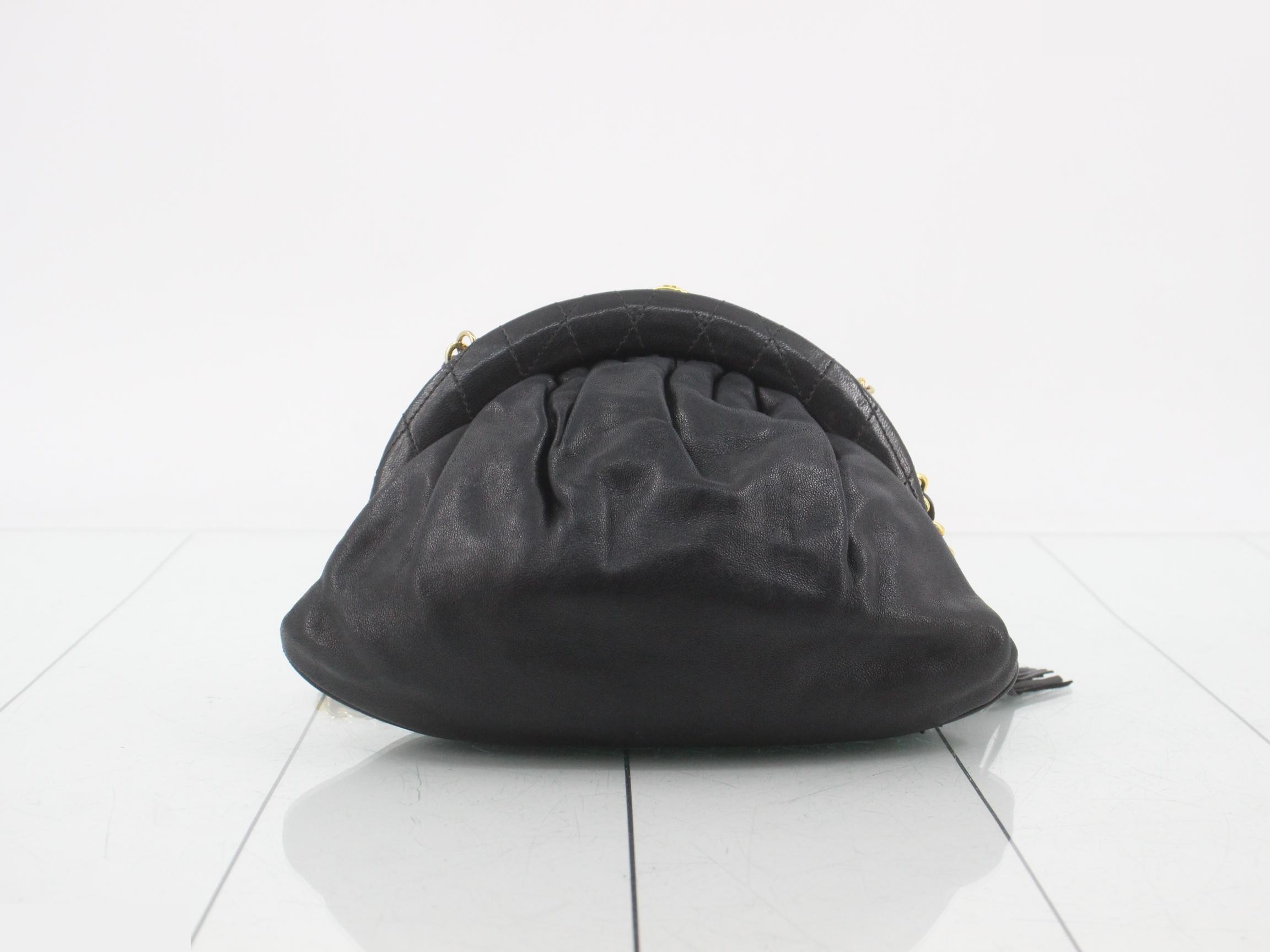 Matelassé Fringe Small Chain Bag, Lambskin, Black, Serial Number 0, W23cm — view 2