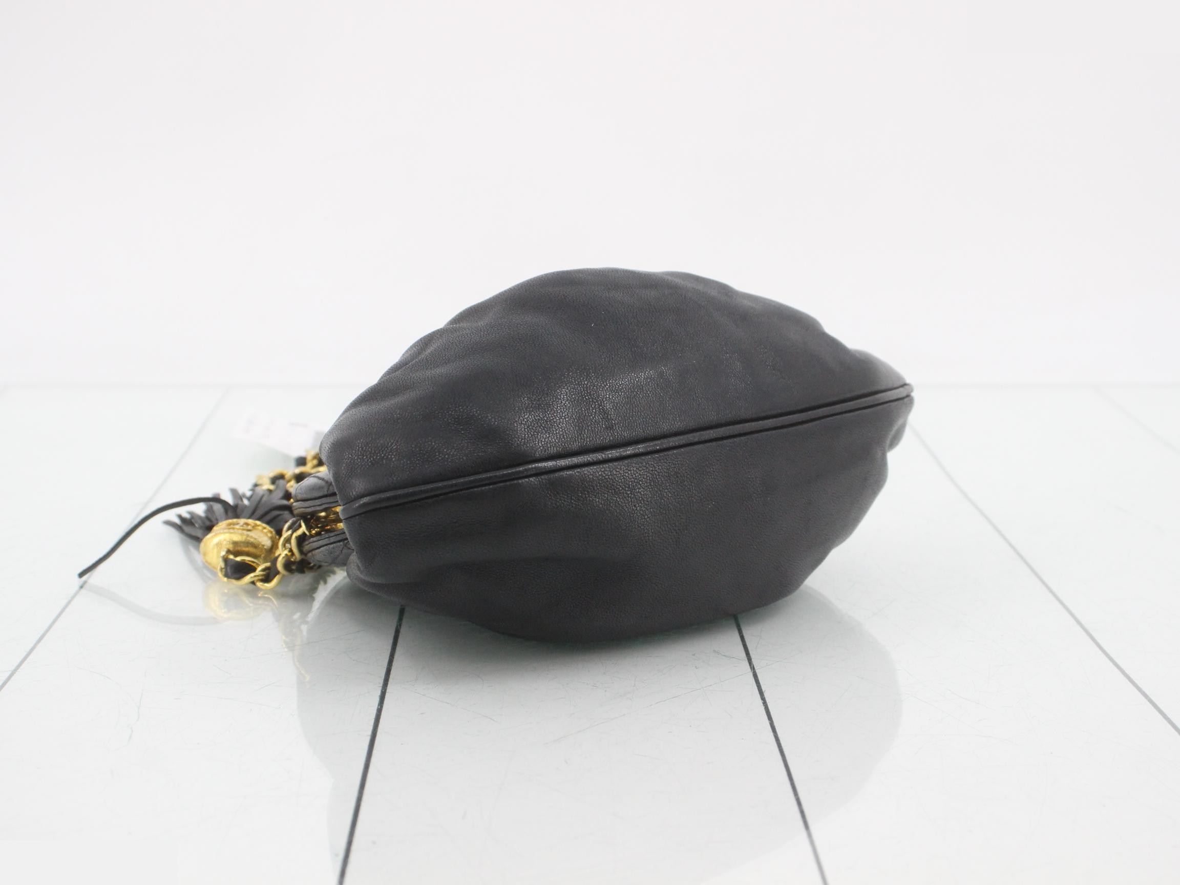 Matelassé Fringe Small Chain Bag, Lambskin, Black, Serial Number 0, W23cm — view 5