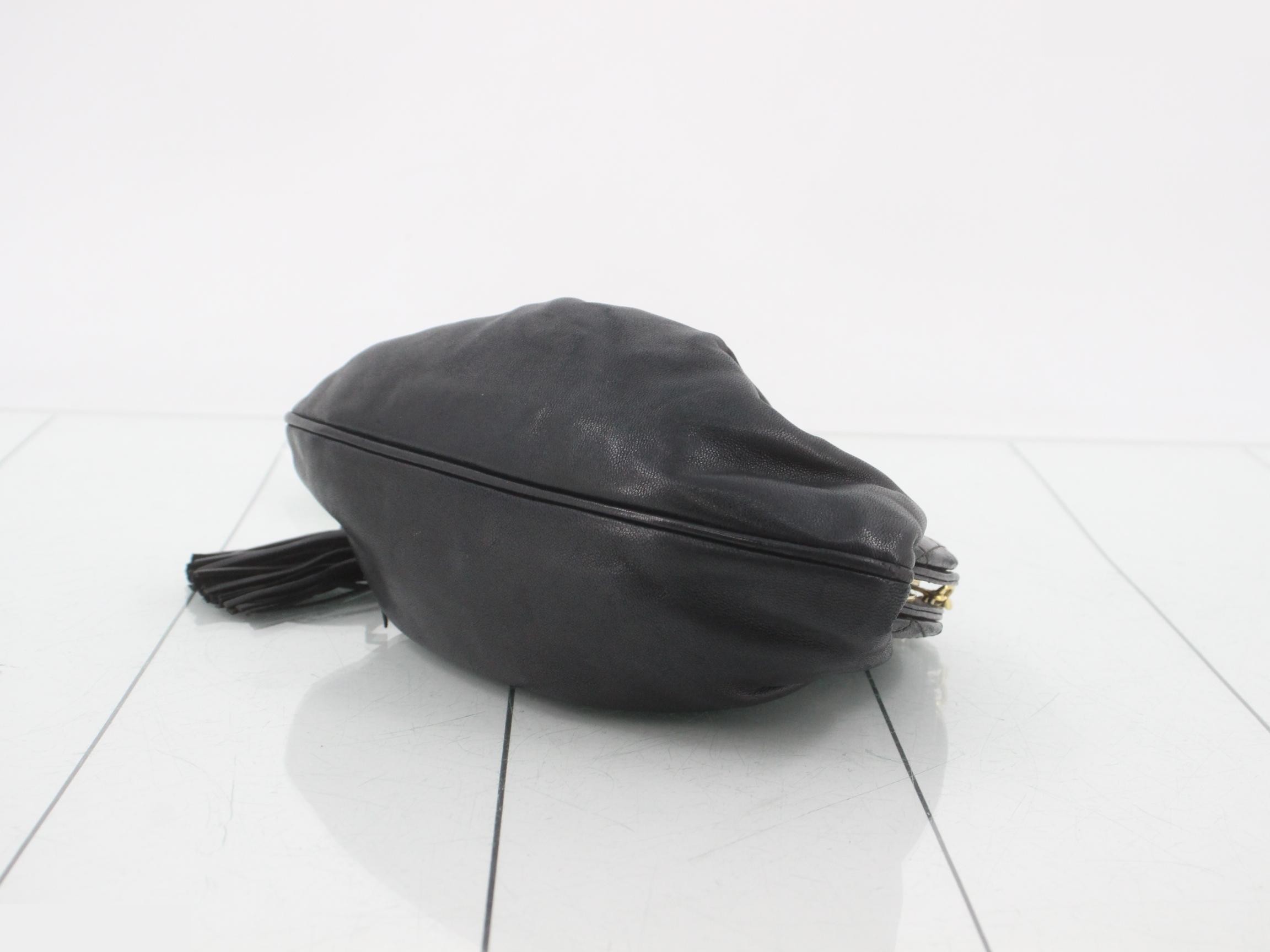 Matelassé Fringe Small Chain Bag, Lambskin, Black, Serial Number 0, W23cm — view 6