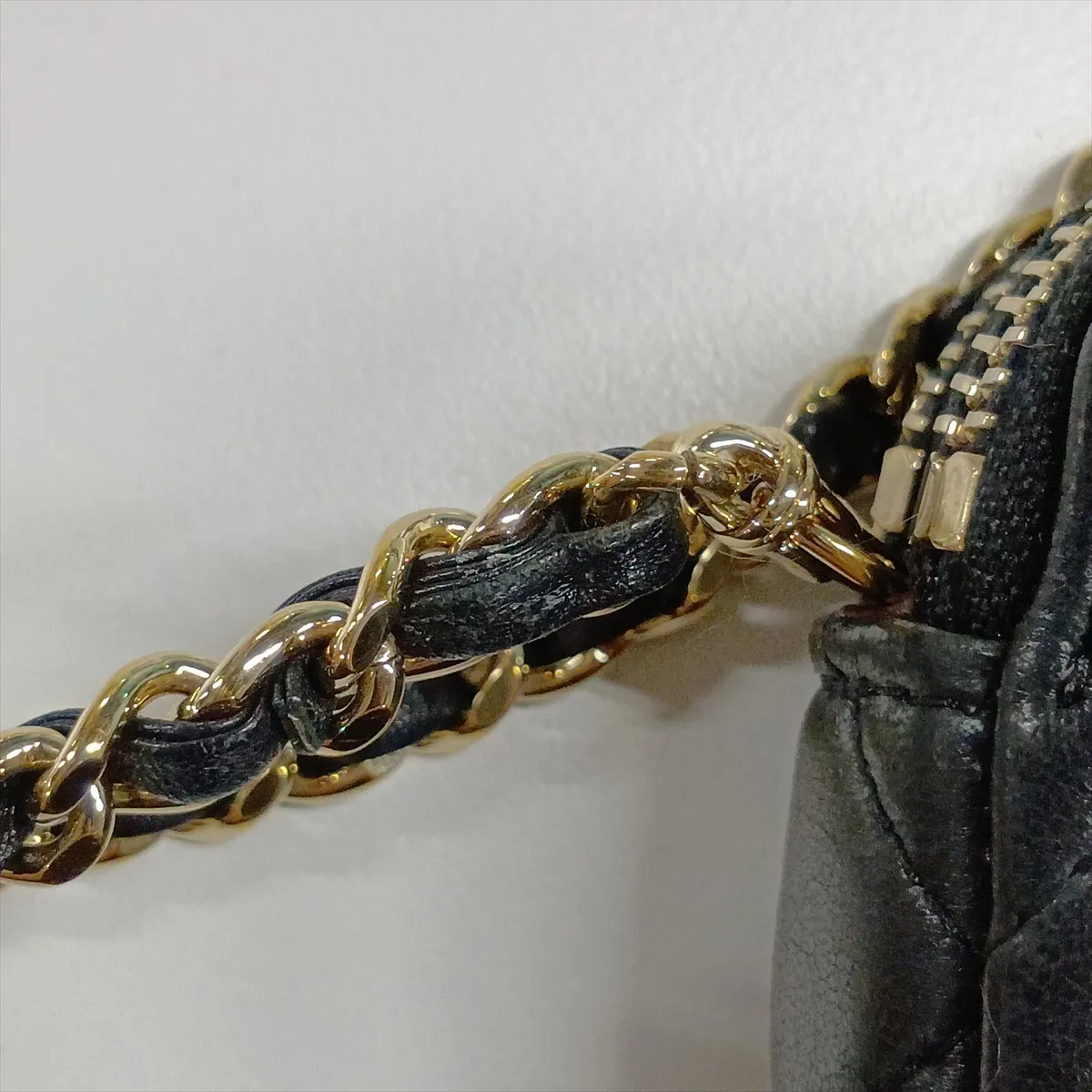 Matelassé Lambskin Chain Wallet, Black with Gold Hardware, 22775163, Serial Number 22 — view 14