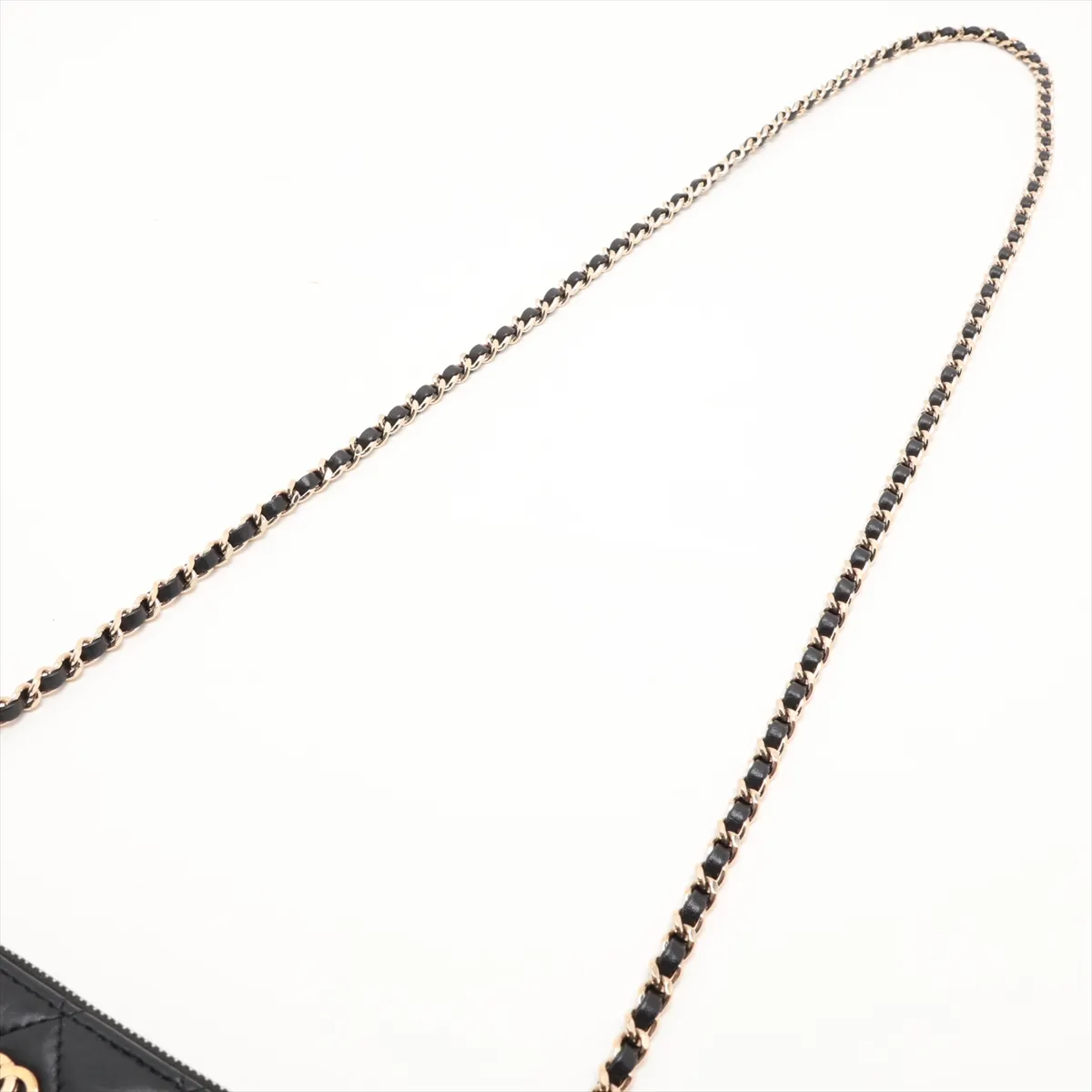 Matelassé Lambskin Chain Wallet, Black with Gold Hardware, 22775163, Serial Number 22 — view 5