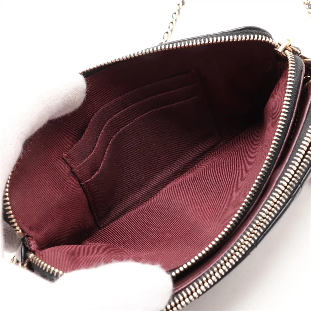 Matelassé Lambskin Chain Wallet, Black with Gold Hardware, 22775163, Serial Number 22 — view 8