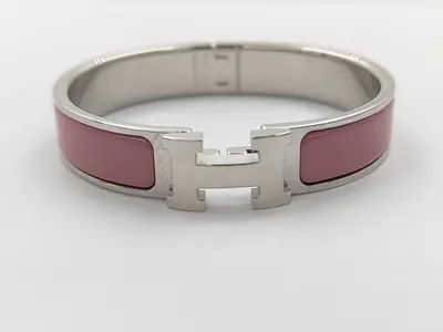 Pink Silver Hardware Click H Bracelet/Bangle