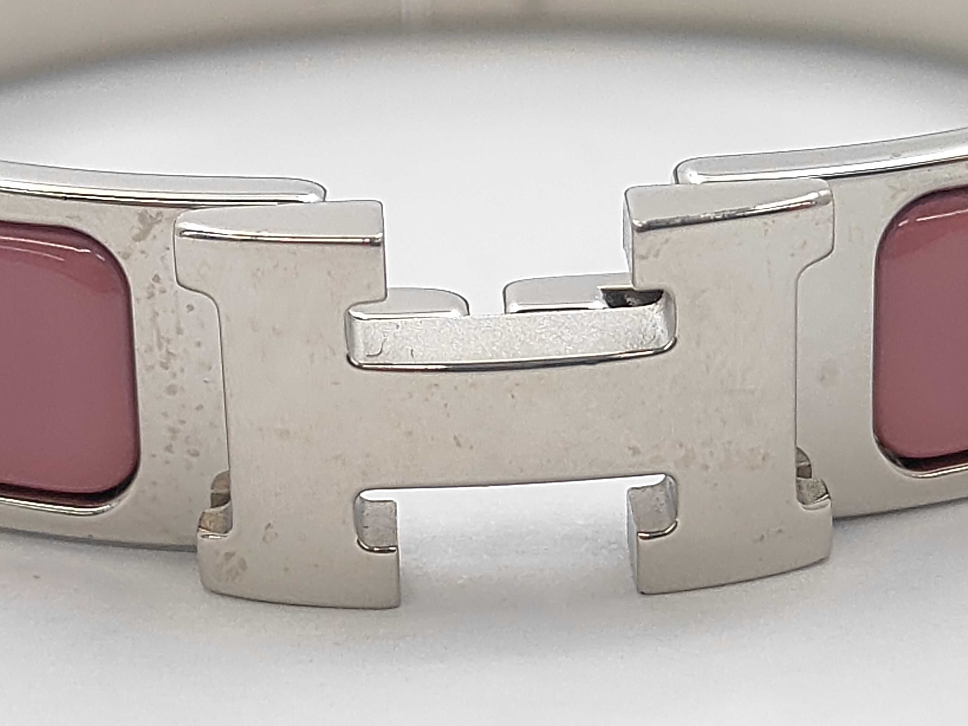 Pink Silver Hardware Click H Bracelet/Bangle — view 2