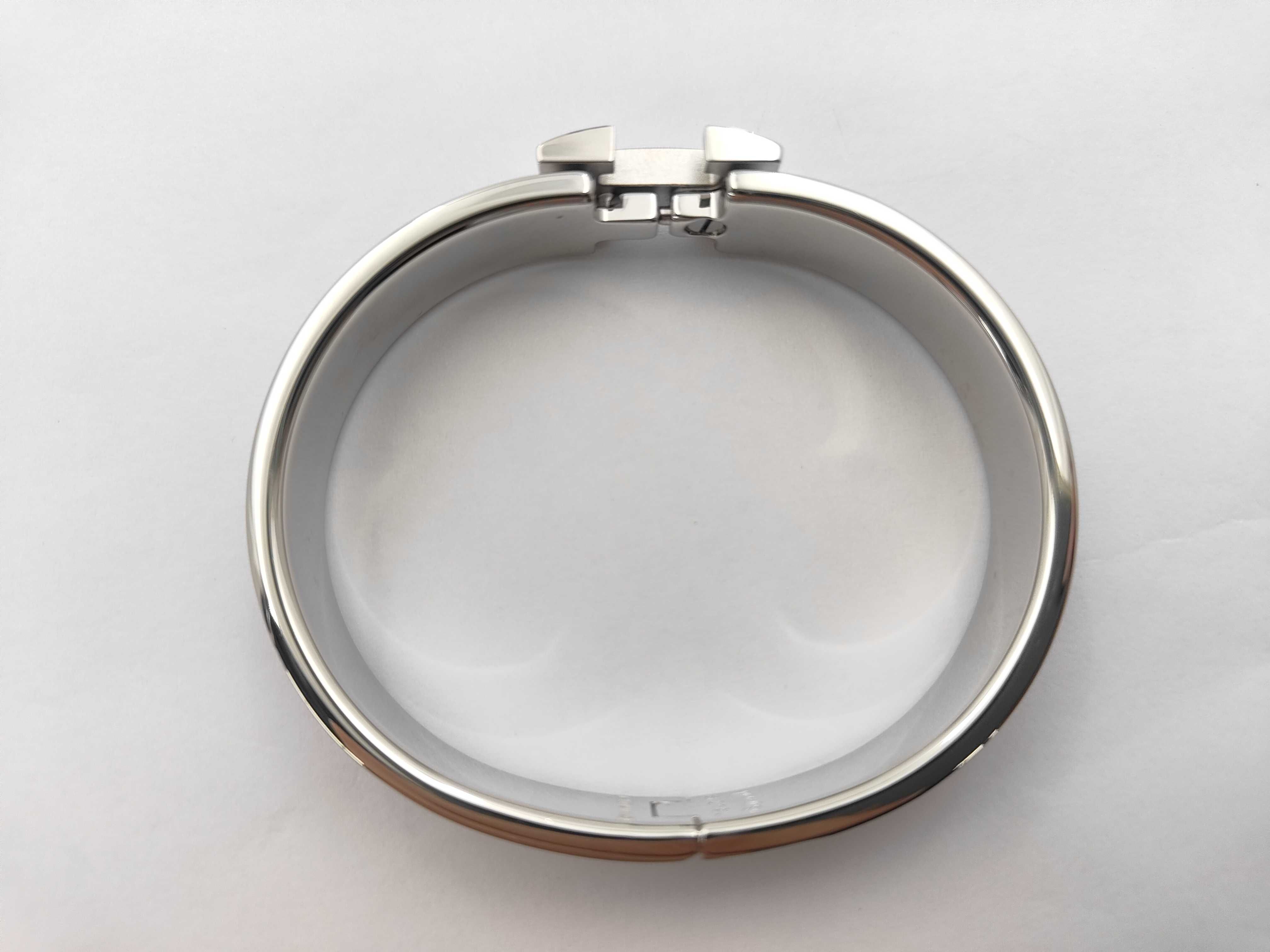 Pink Silver Hardware Click H Bracelet/Bangle — view 3