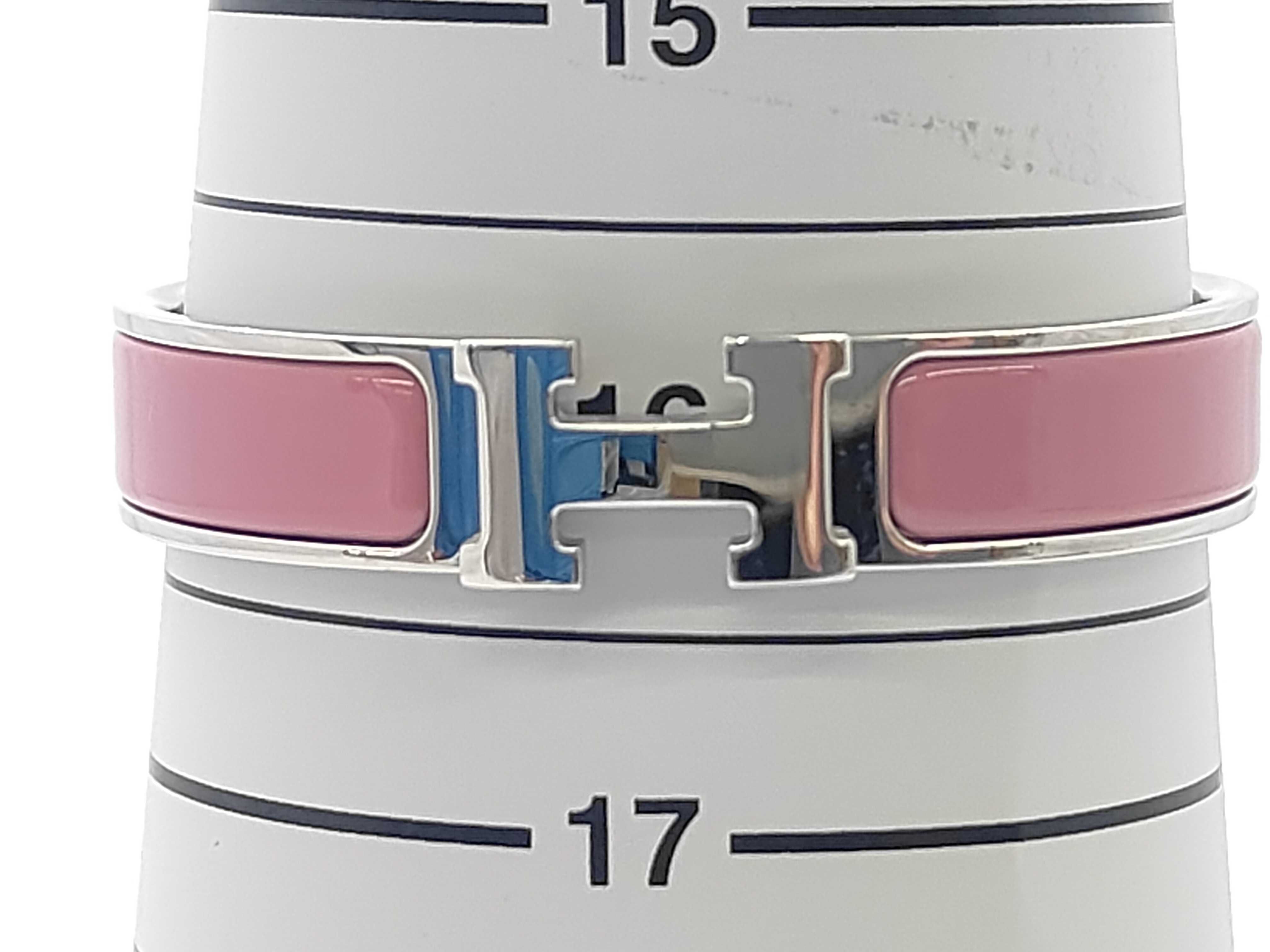 Pink Silver Hardware Click H Bracelet/Bangle — view 5