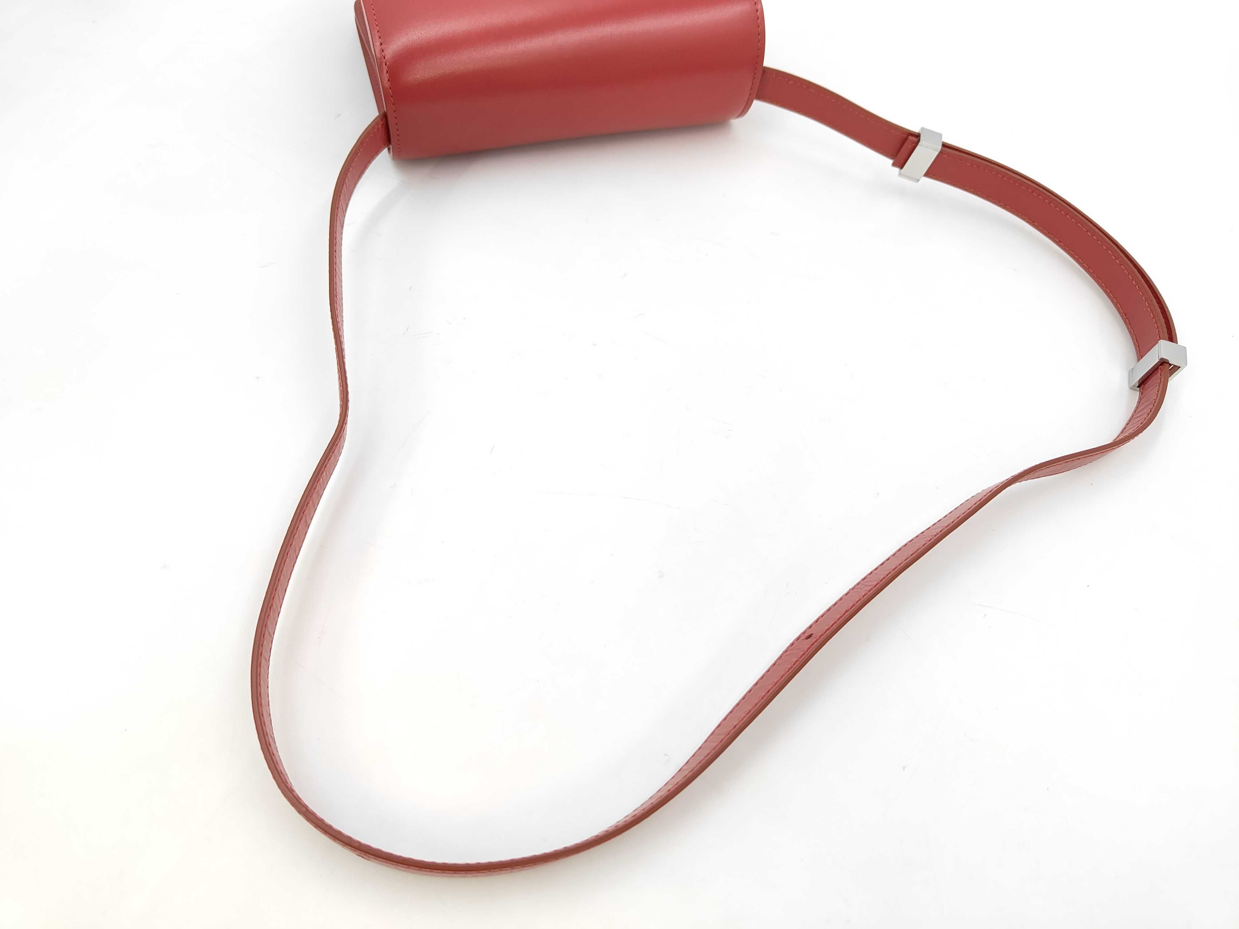 Classic Box Small Leather Shoulder Bag, Red — view 3