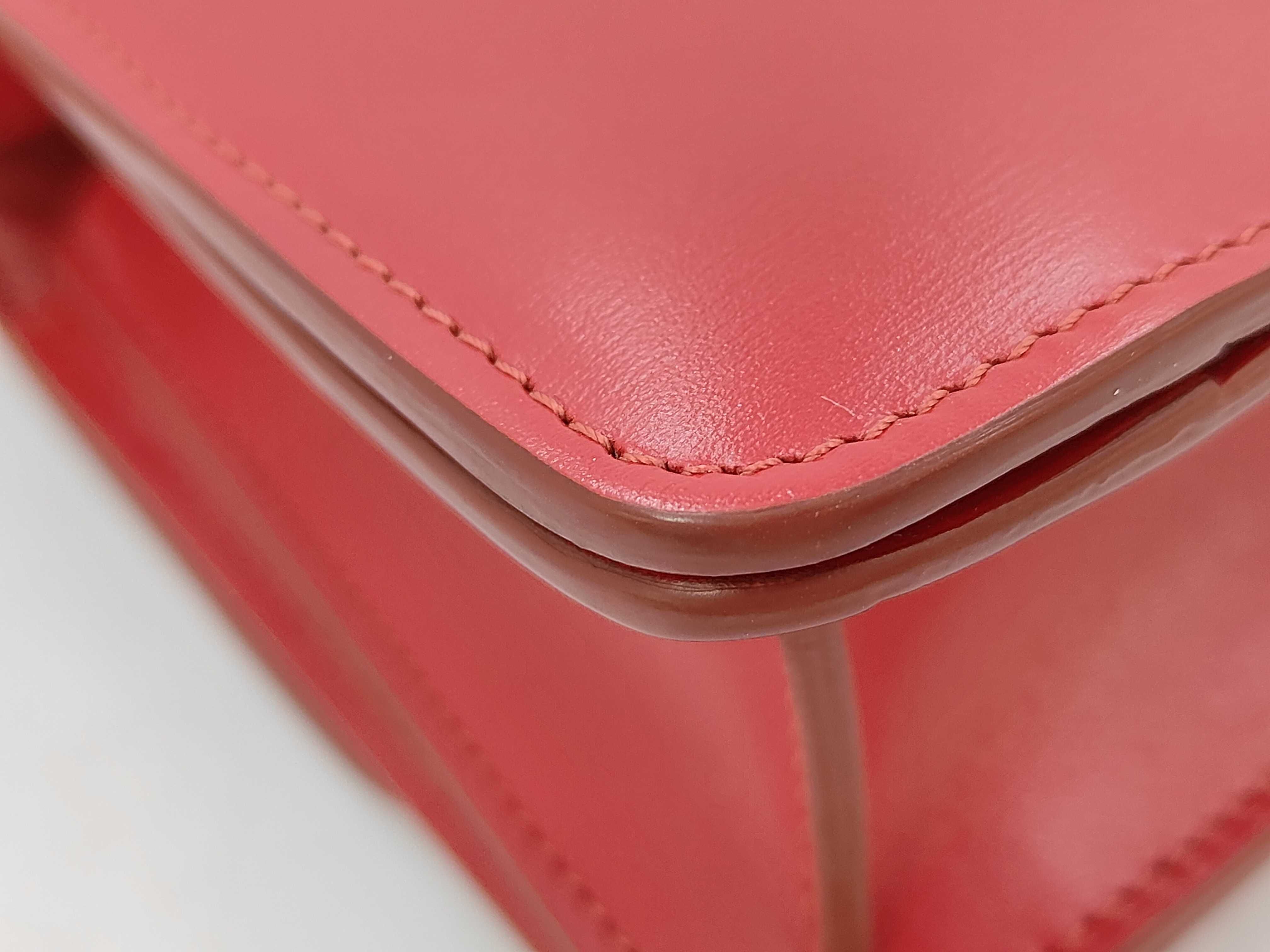 Classic Box Small Leather Shoulder Bag, Red — view 5