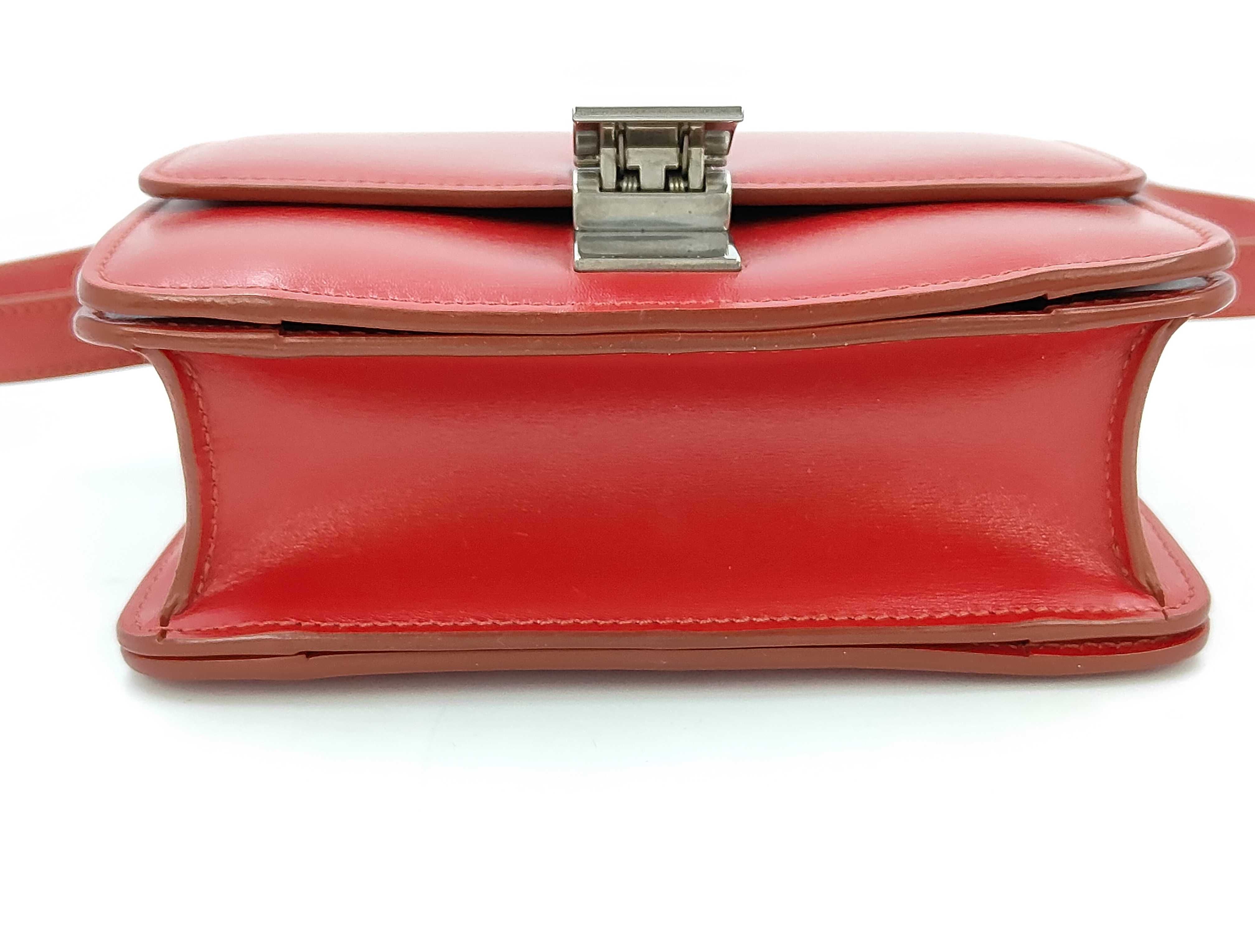 Classic Box Small Leather Shoulder Bag, Red — view 6