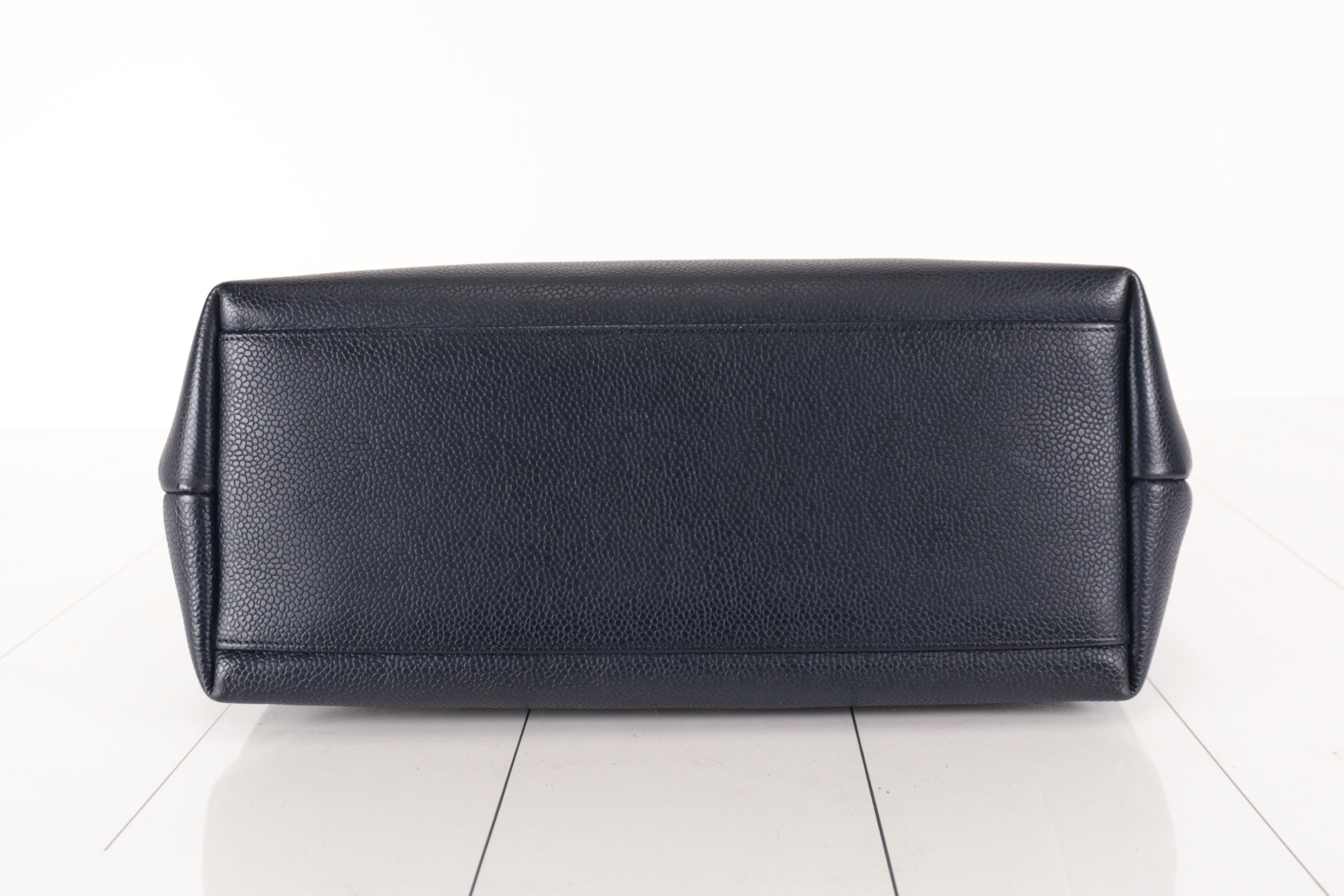 Coco Mark Caviar Chain Tote, Navy, Unit 2 — view 7