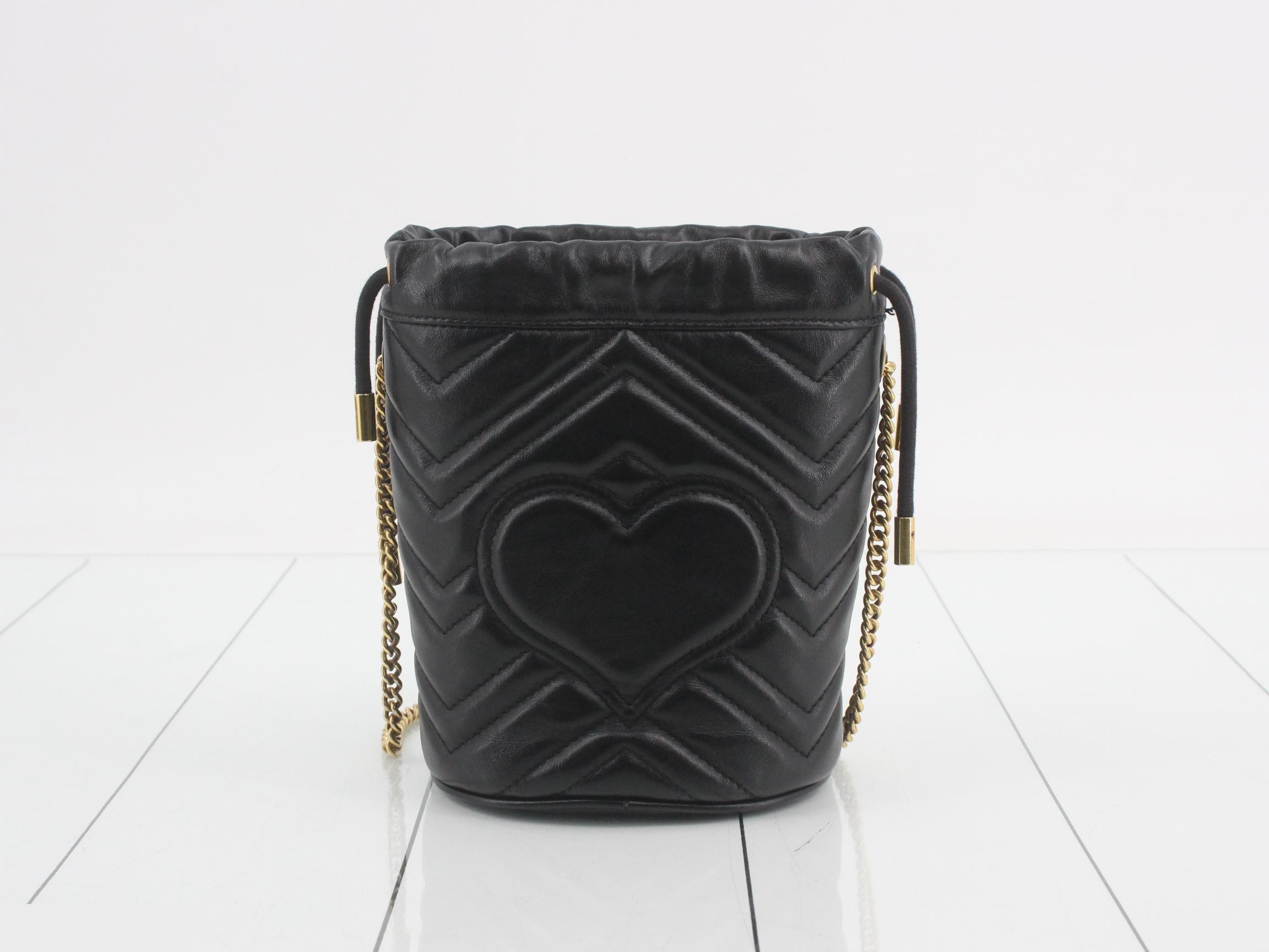 575163 Marmont Chain Shoulder Bag, Drawstring Type, Leather, Black — view 2