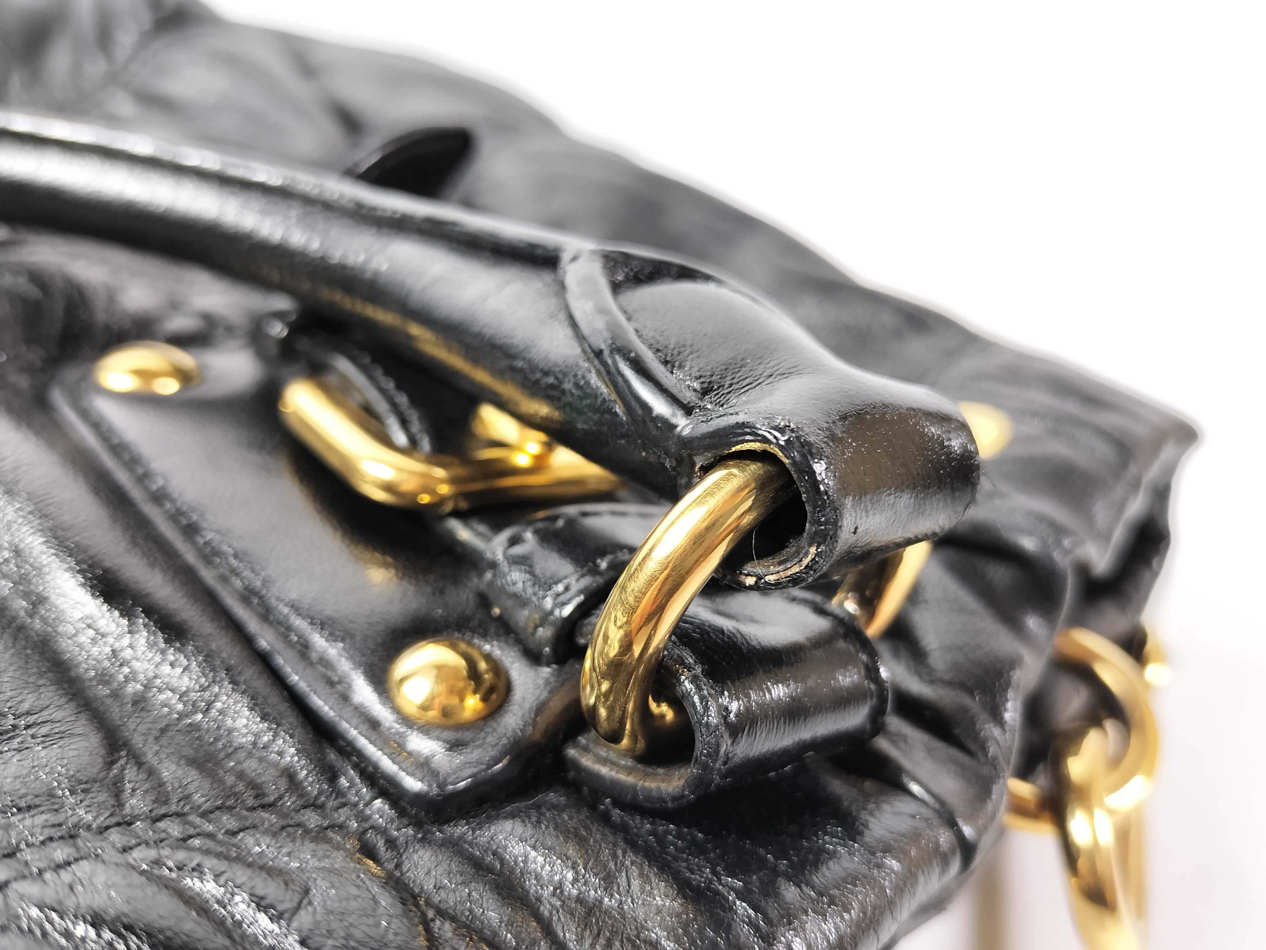 Gaufre Black Leather Tote Bag — view 12
