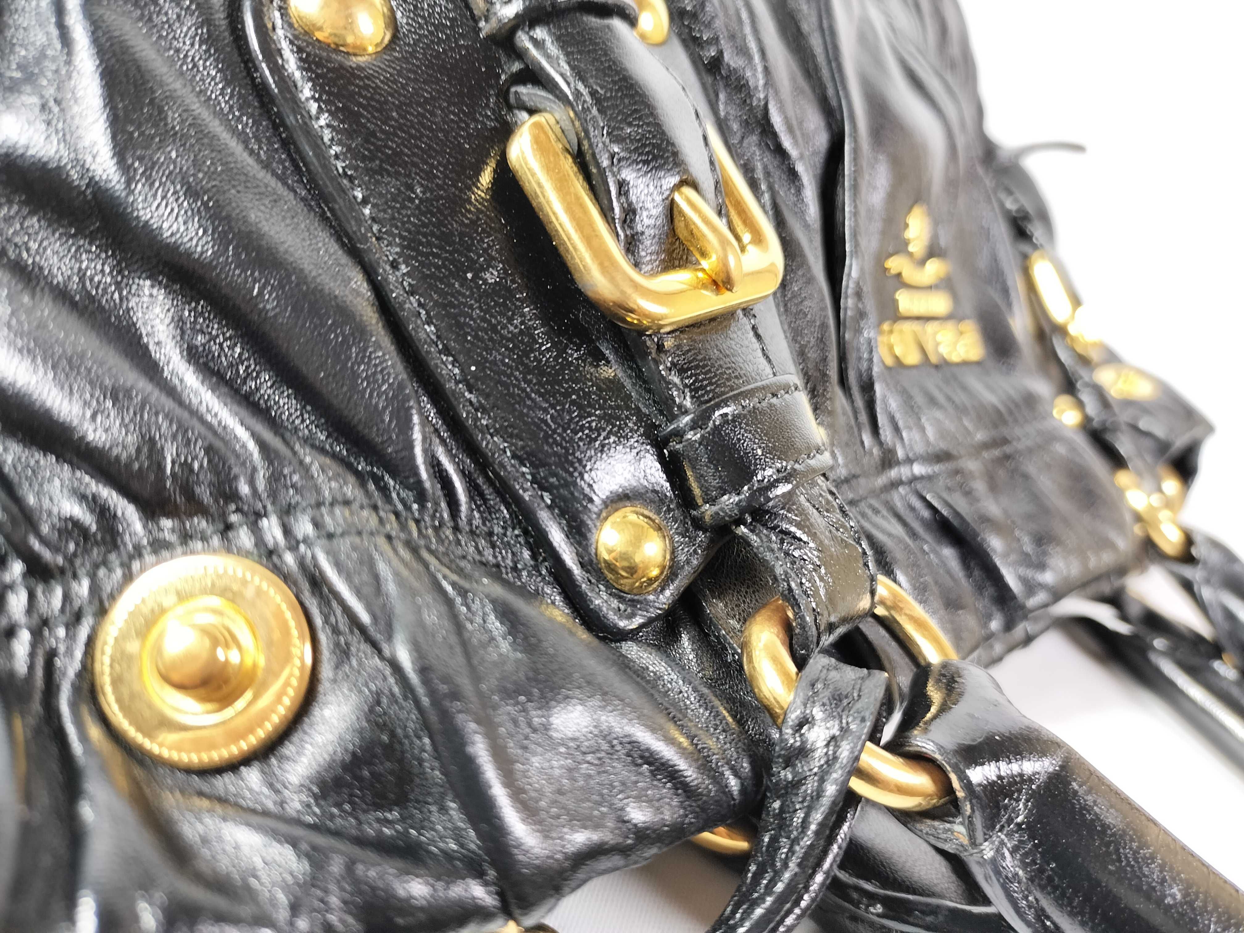 Gaufre Black Leather Tote Bag — view 5