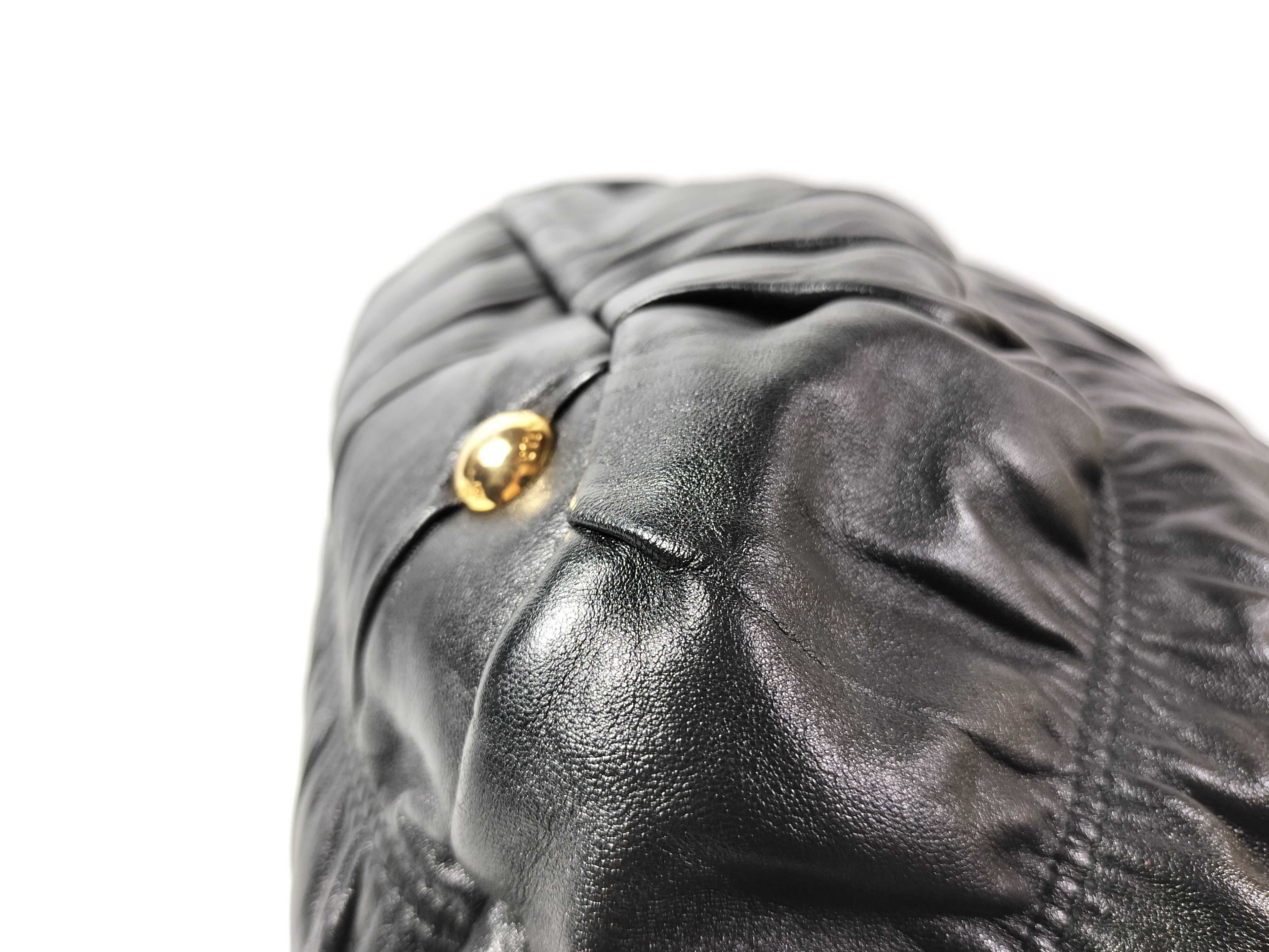 Gaufre Black Leather Tote Bag — view 6