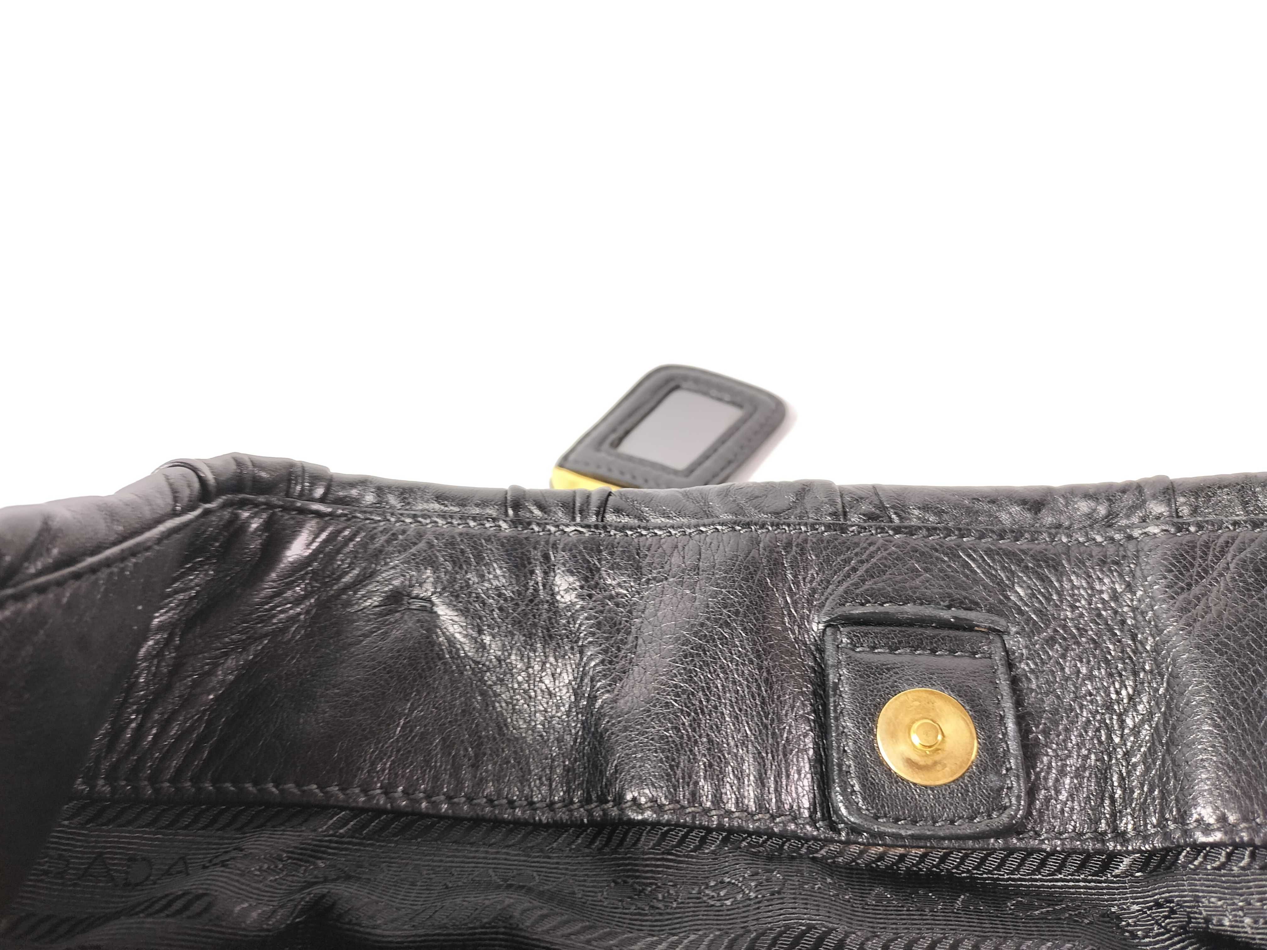 Gaufre Black Leather Tote Bag — view 10