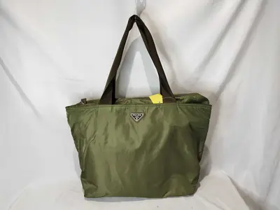 Nylon Tote Handbag, Khaki