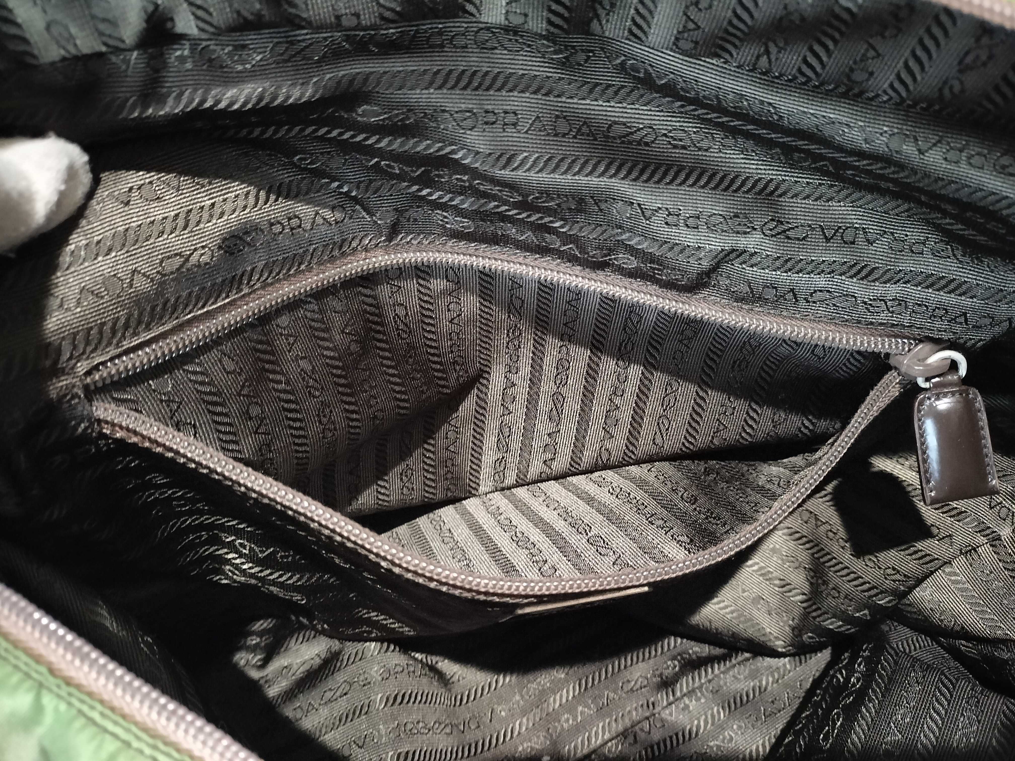 Nylon Tote Handbag, Khaki — view 11