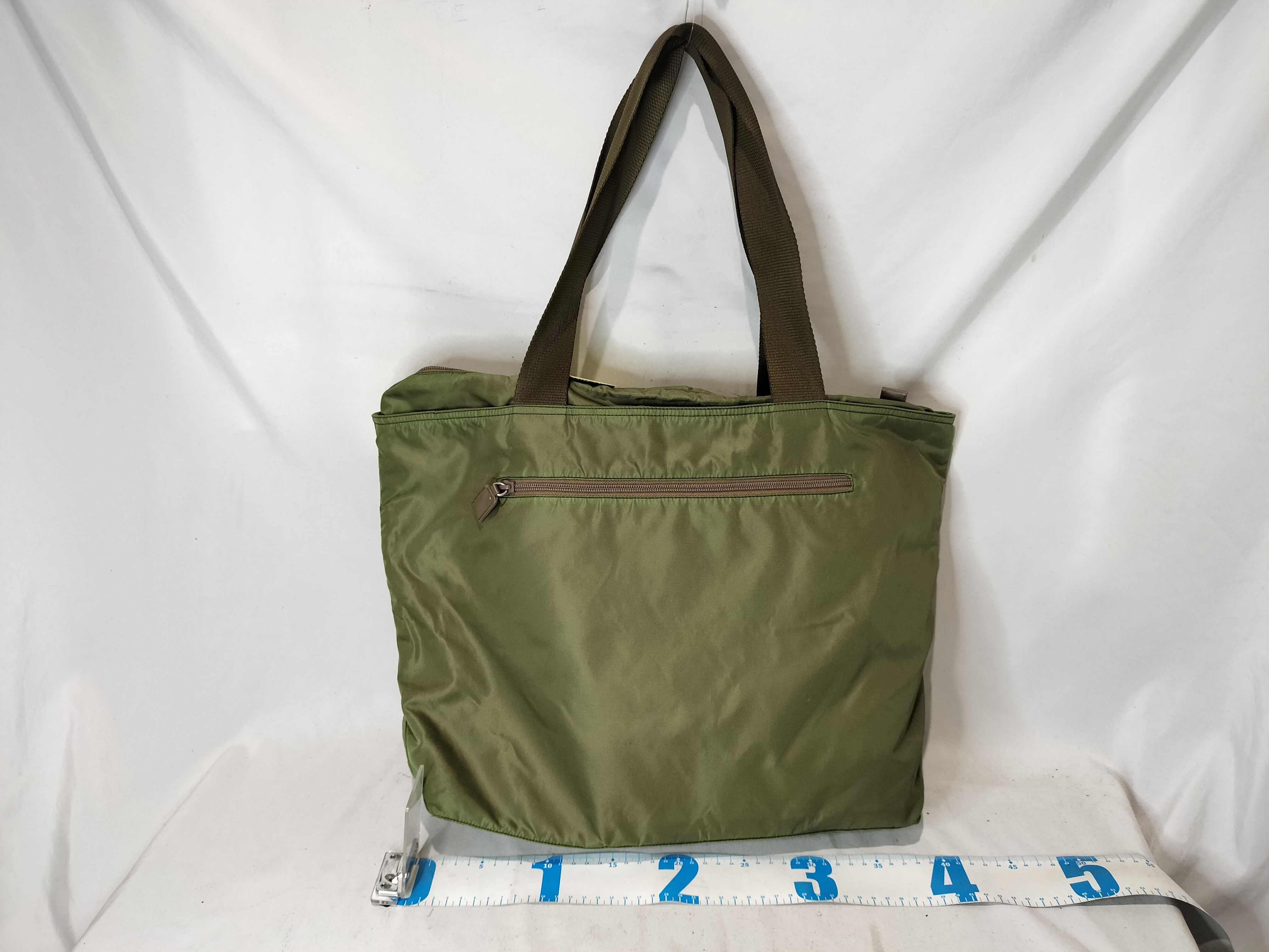 Nylon Tote Handbag, Khaki — view 3