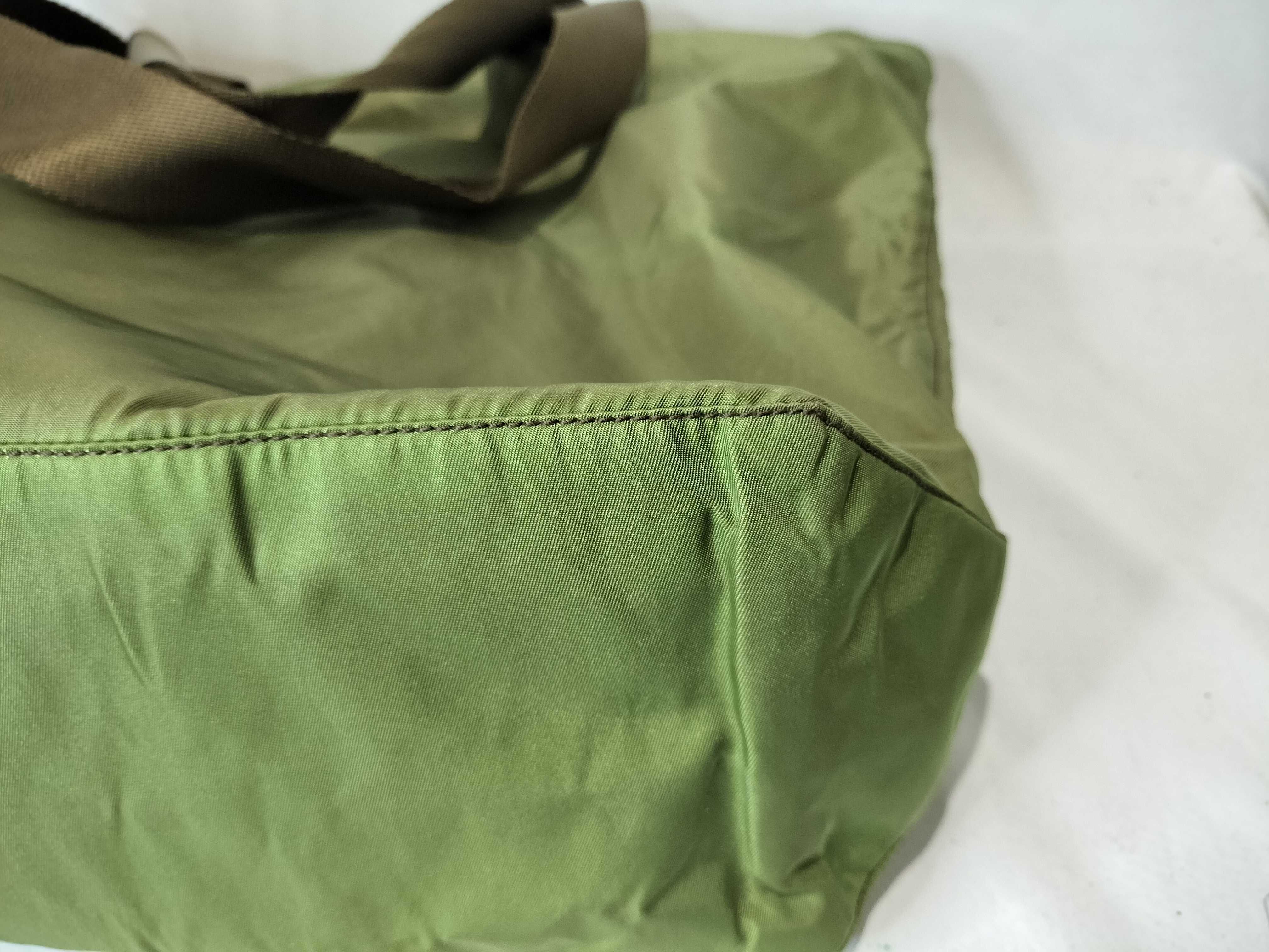 Nylon Tote Handbag, Khaki — view 7