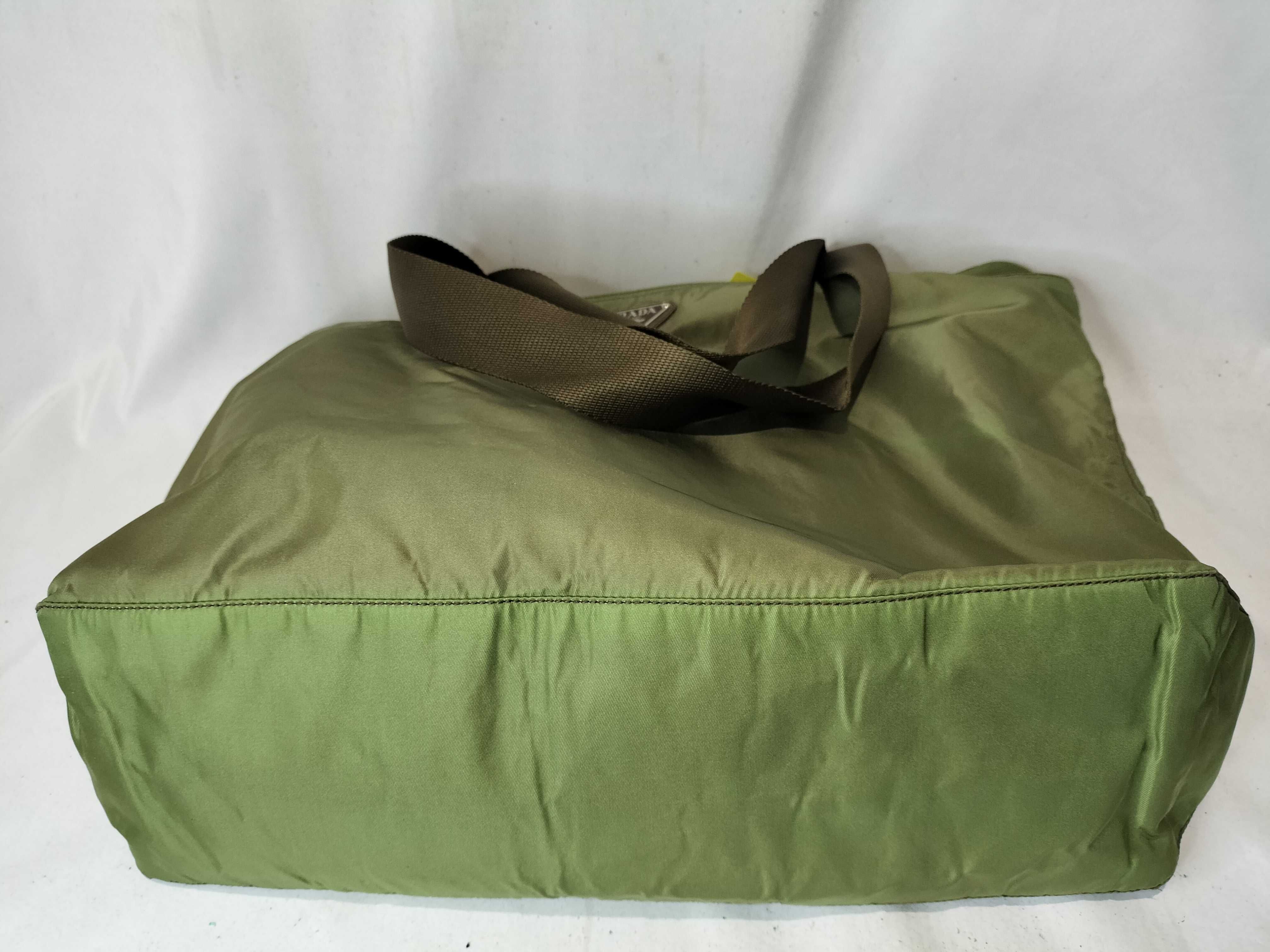 Nylon Tote Handbag, Khaki — view 8