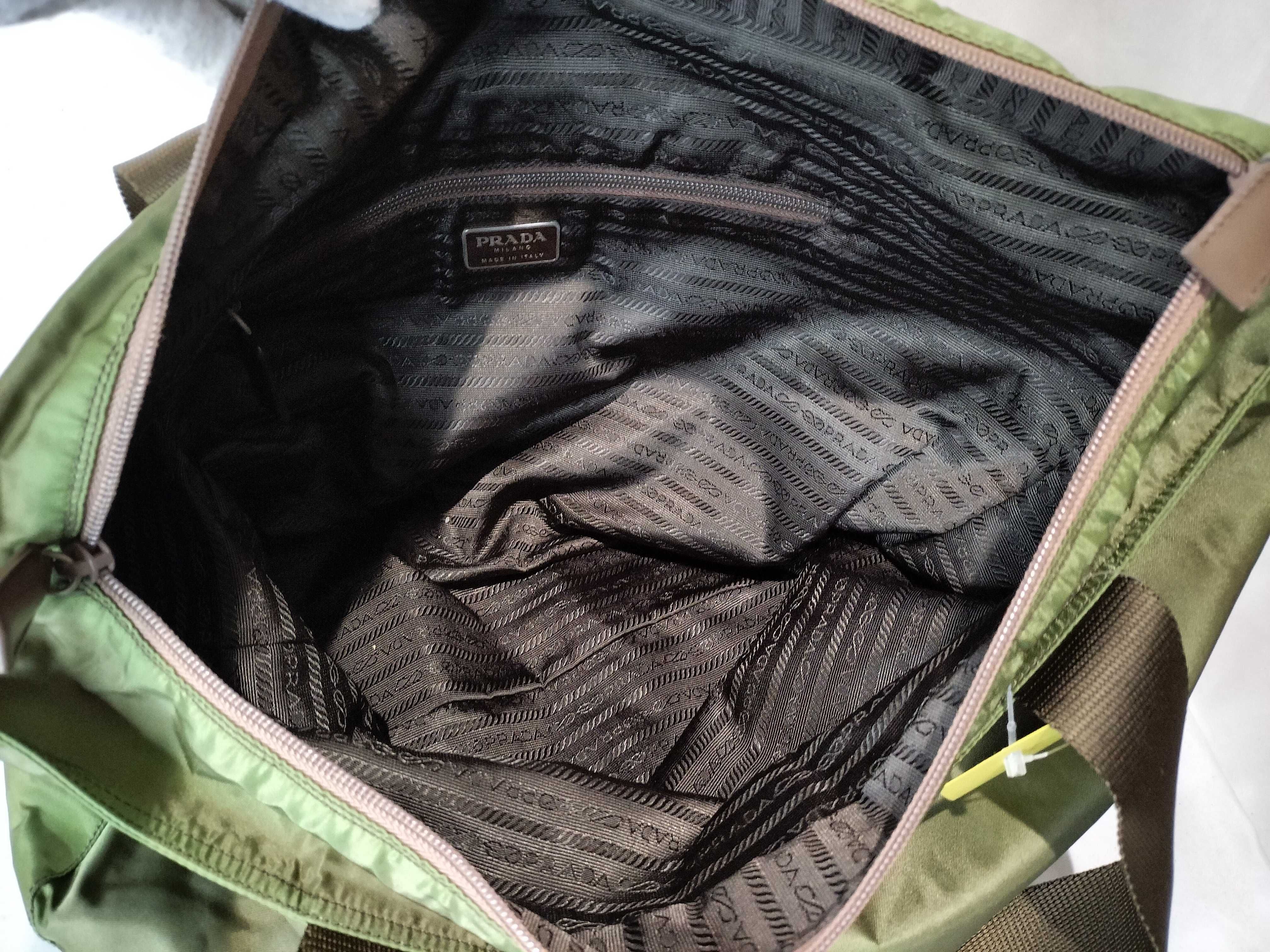 Nylon Tote Handbag, Khaki — view 10