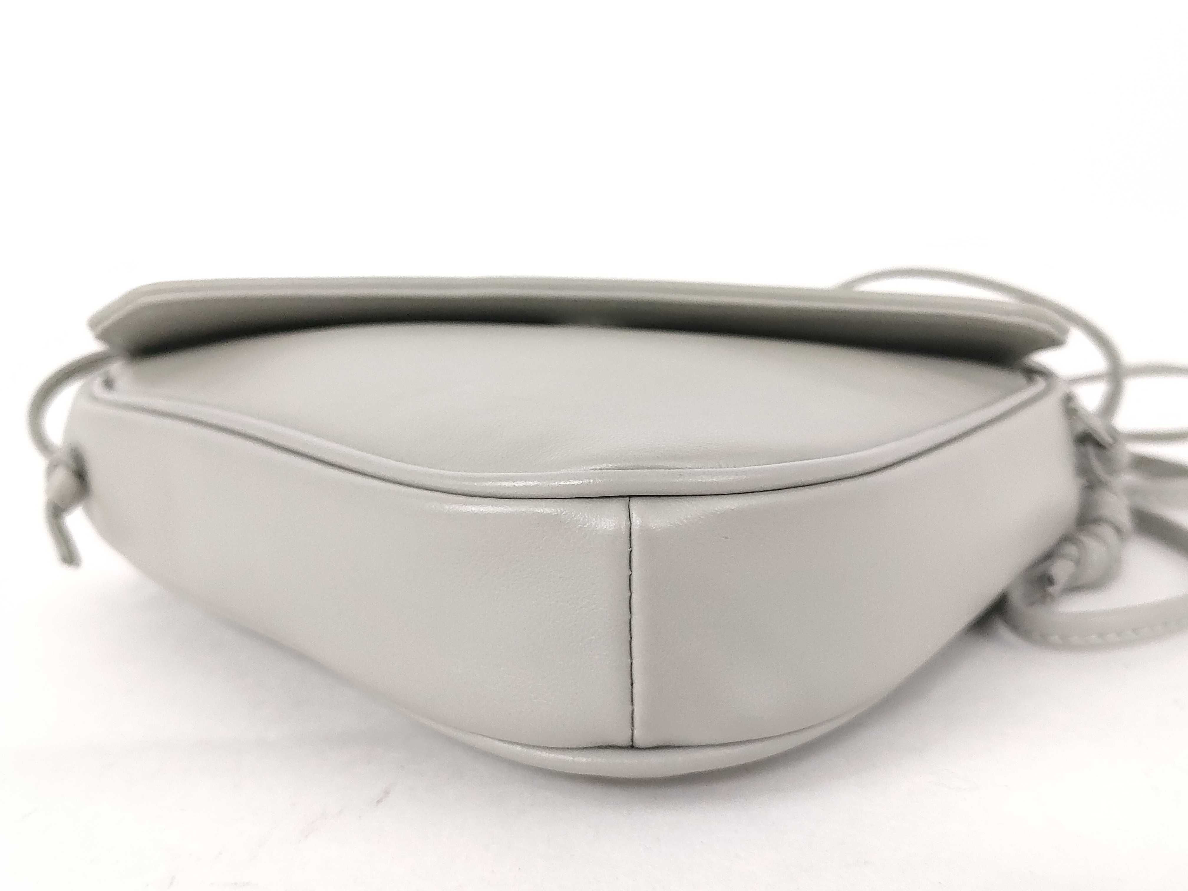 Logo Triangle Shoulder Bag, Leather, Gray Shoulder Bag — view 7