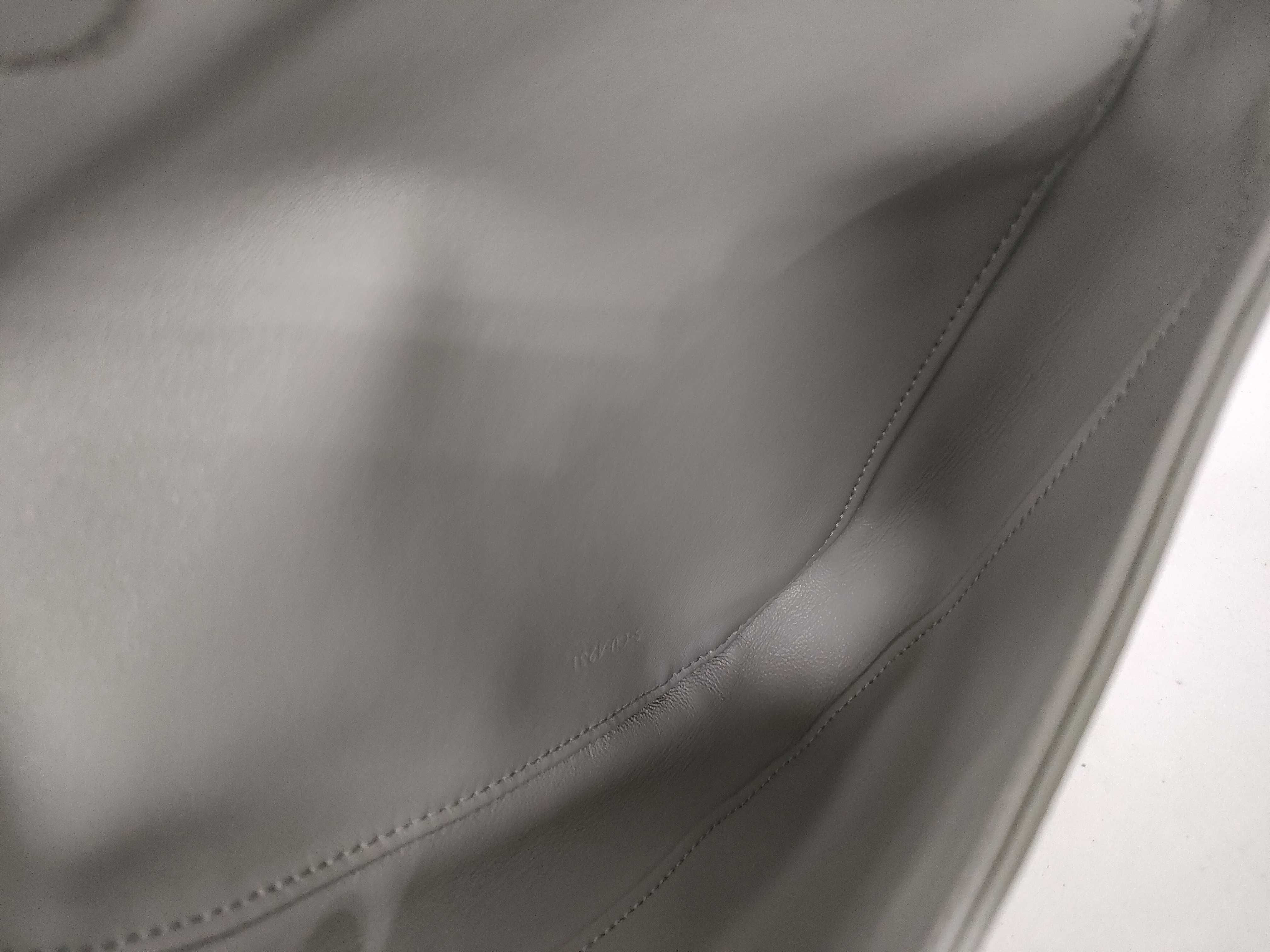 Logo Triangle Shoulder Bag, Leather, Gray Shoulder Bag — view 9