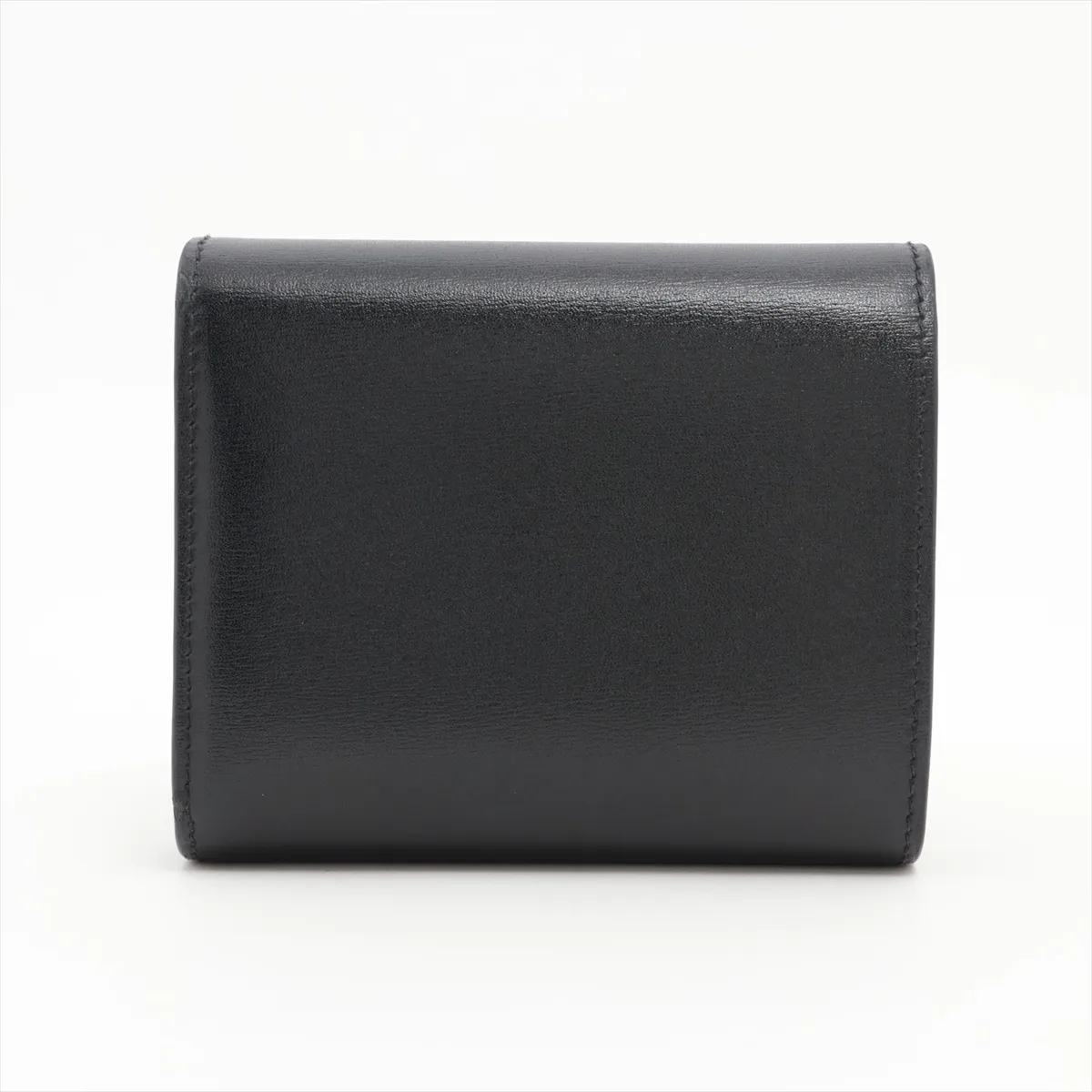 Triomphe Small Flap Wallet Leather Compact Wallet Black — view 2