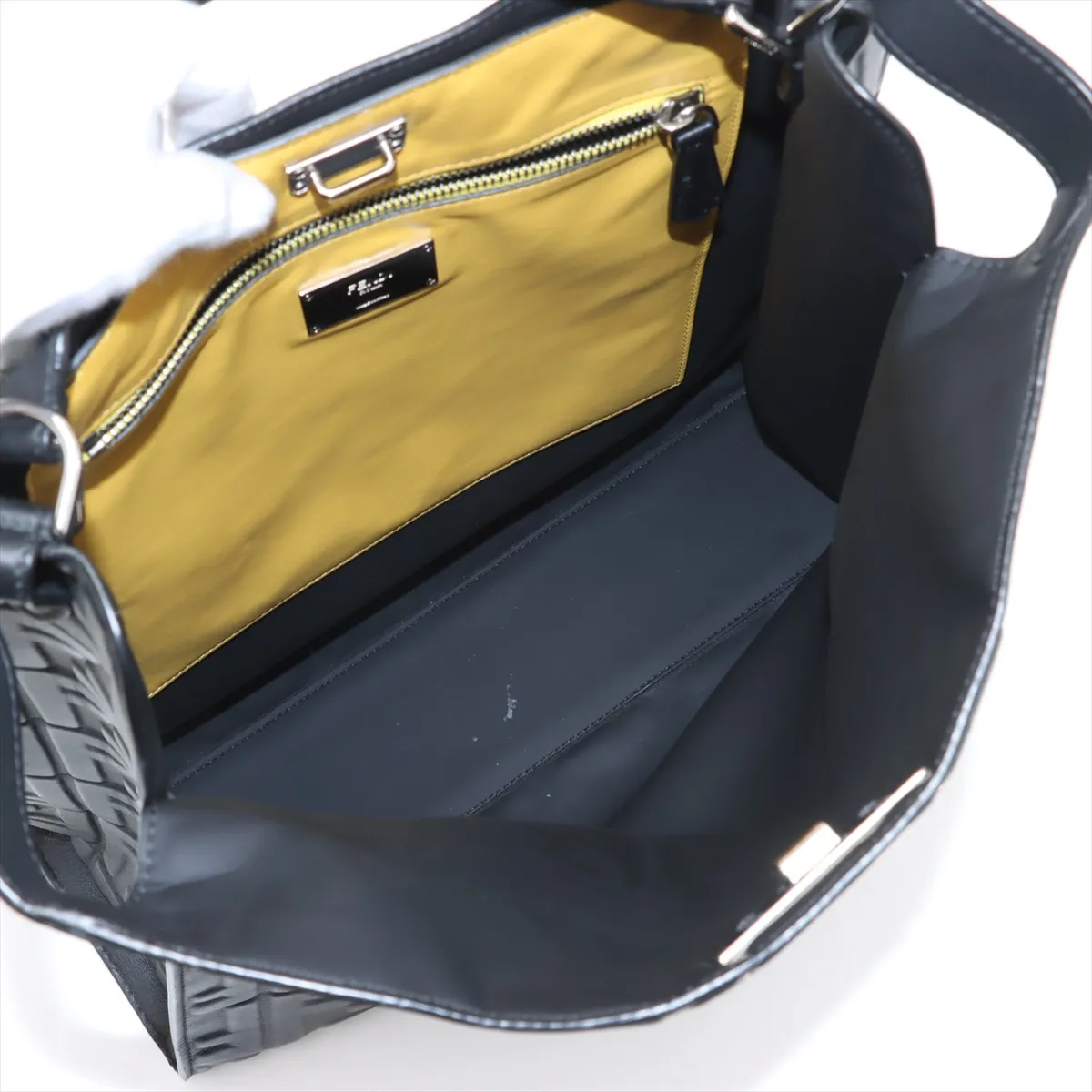 Zucca Peekaboo X-Rite Leather 2WAY Tote Bag Black 7VA447 — view 8