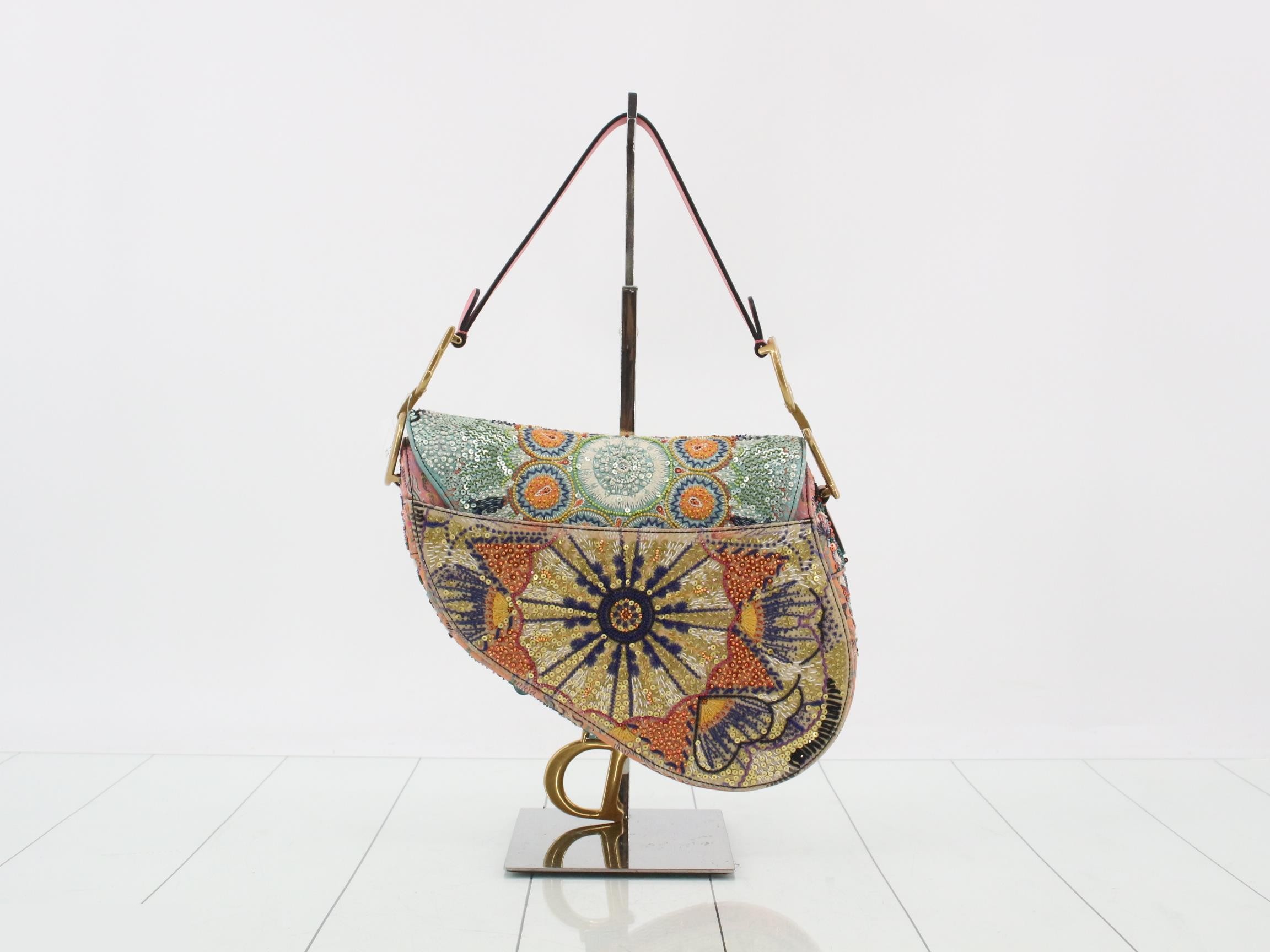 Saddle Sequin One-Shoulder Bag, Multicolor — view 2