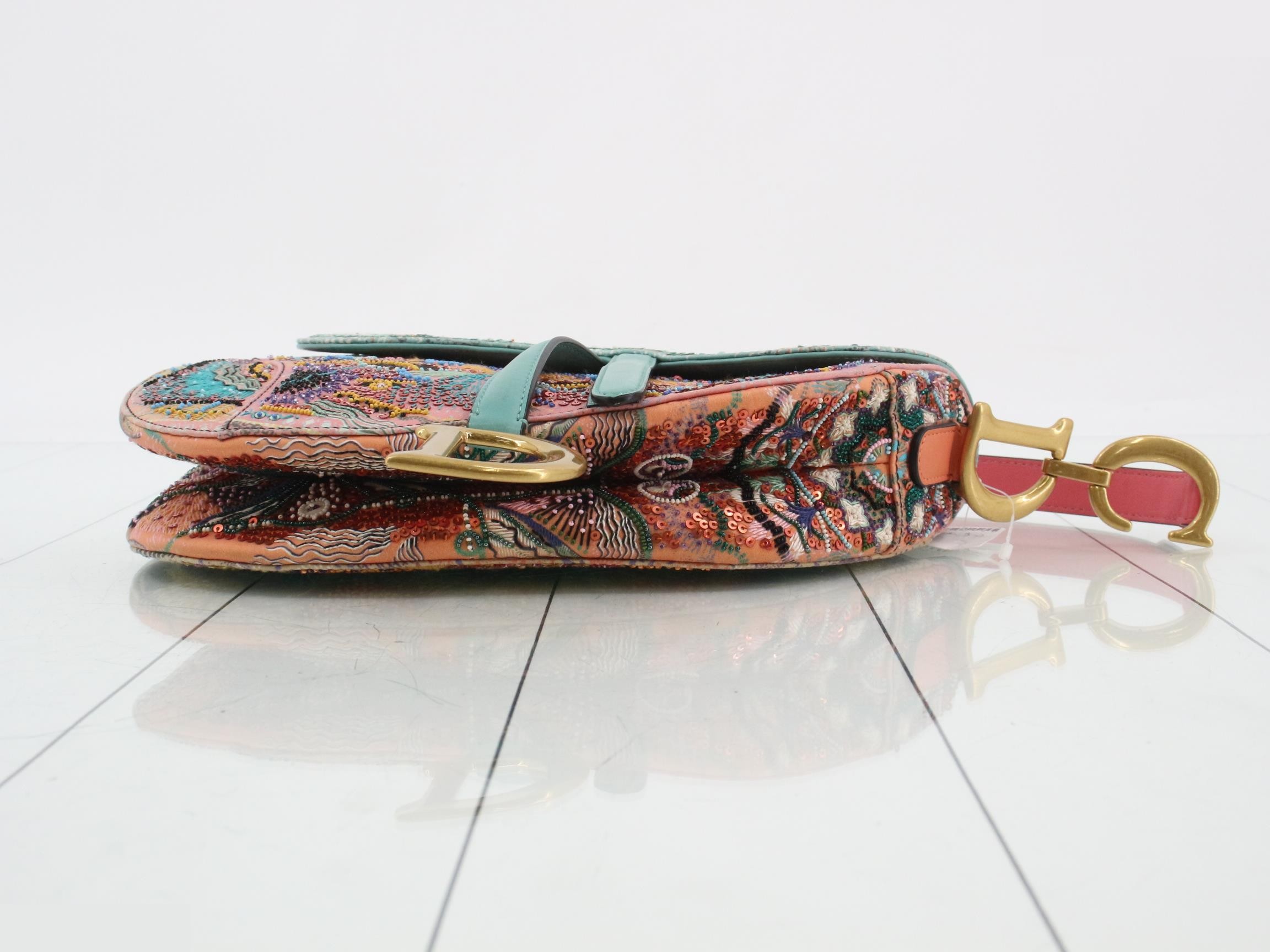 Saddle Sequin One-Shoulder Bag, Multicolor — view 6