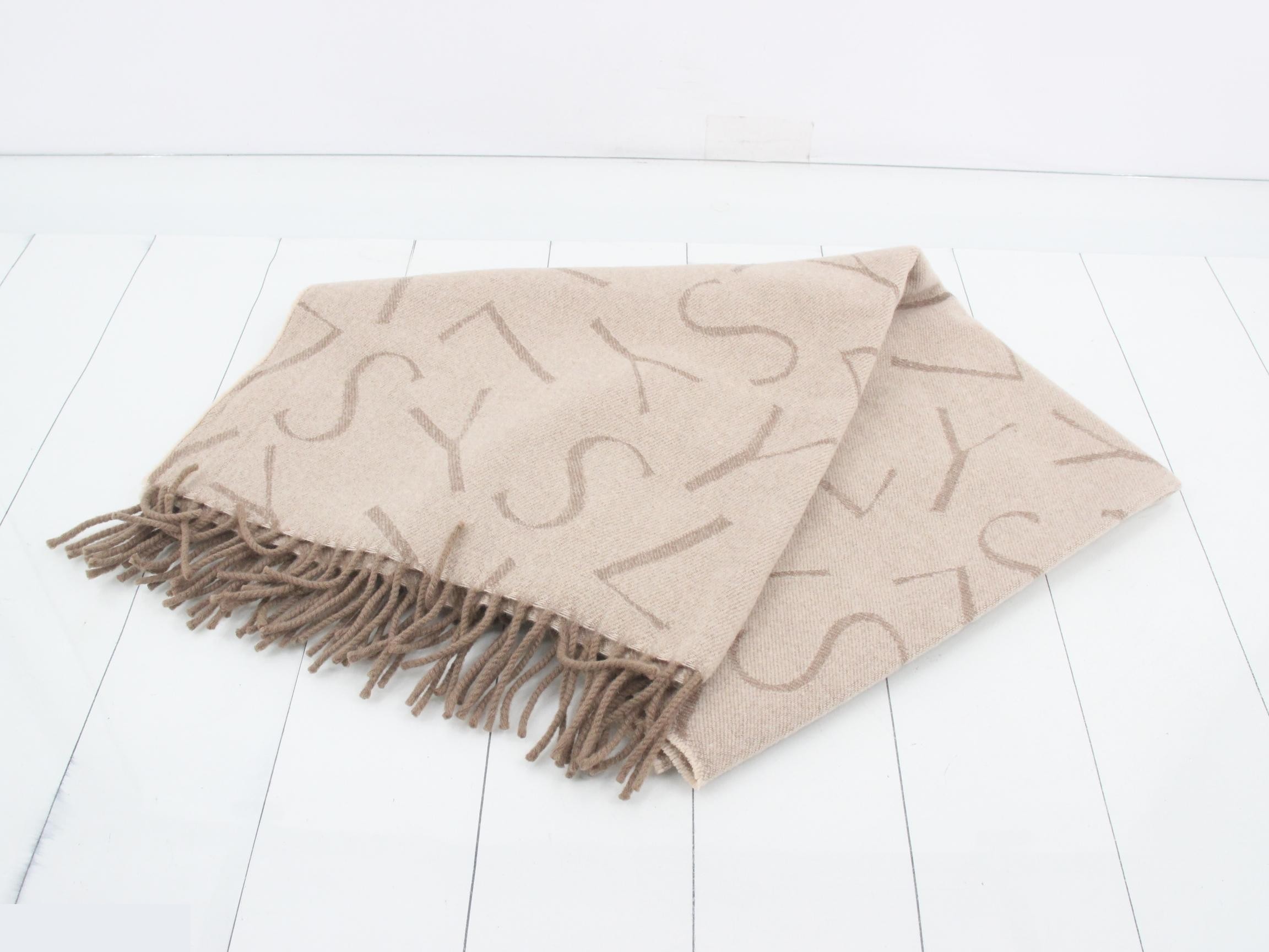 Large Stole, YSL Logo, Scarf, Shawl — view 2