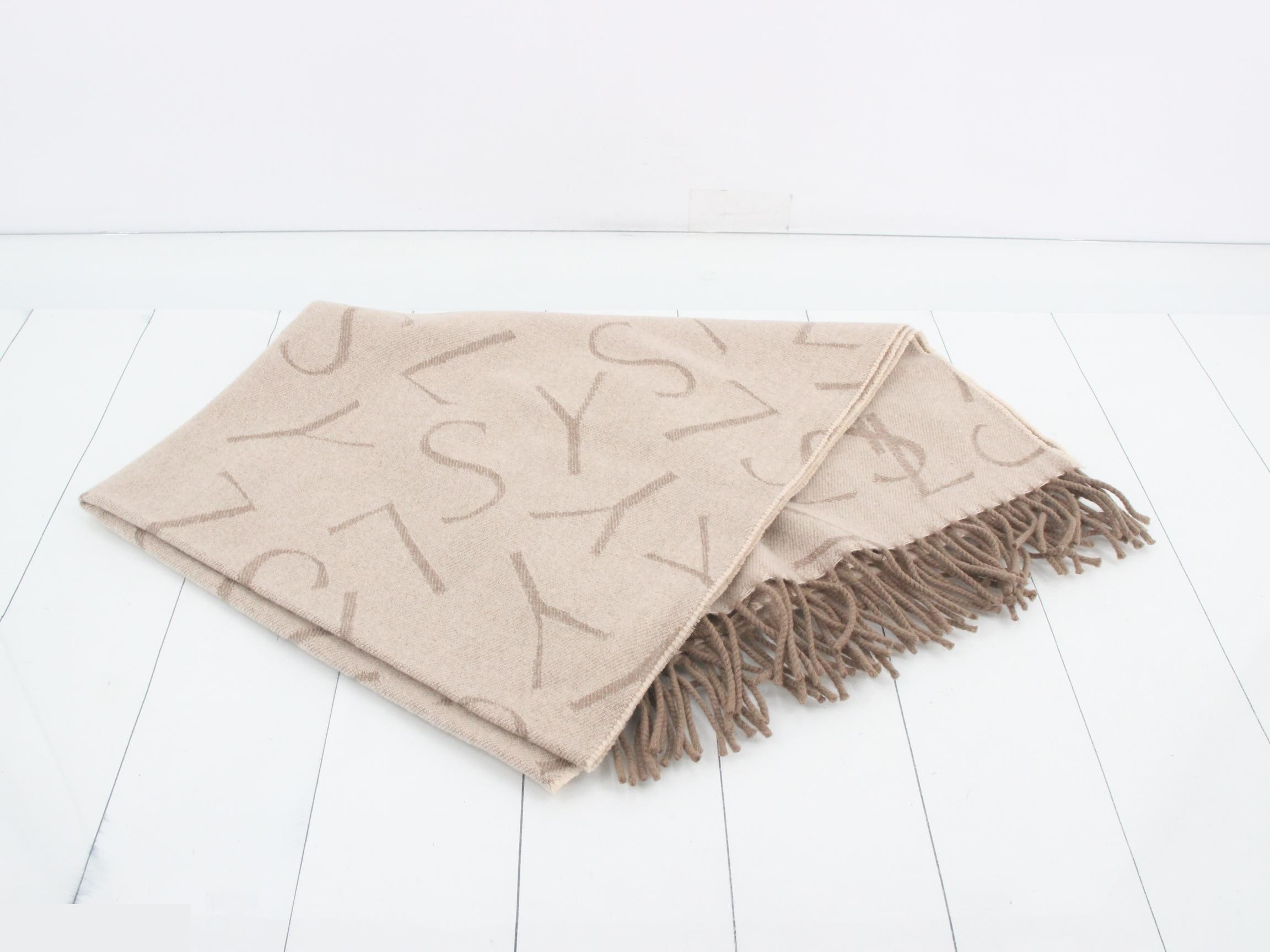 Large Stole, YSL Logo, Scarf, Shawl — view 3