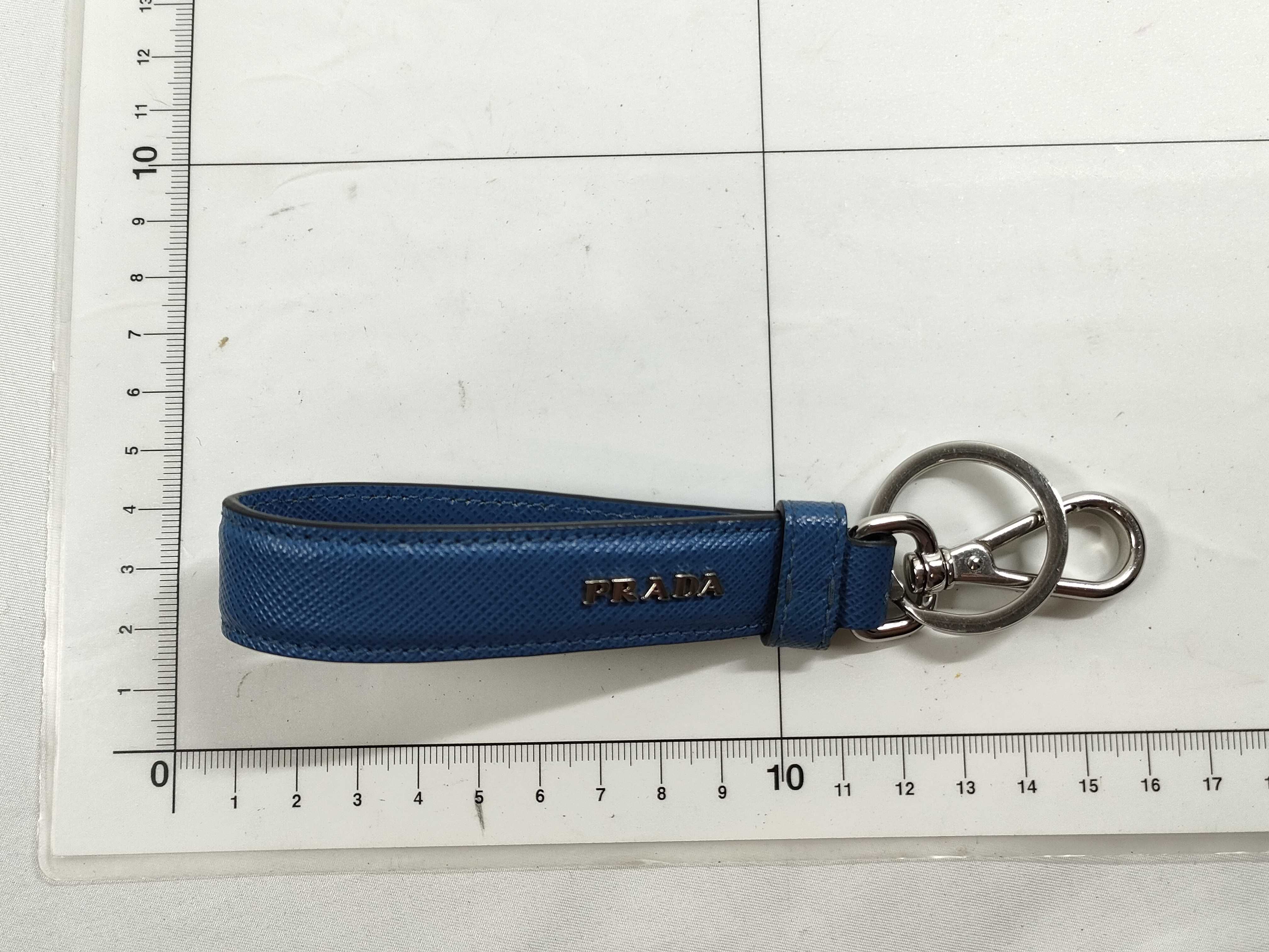 Triangle Logo Saffiano Keyring Key Case — view 5