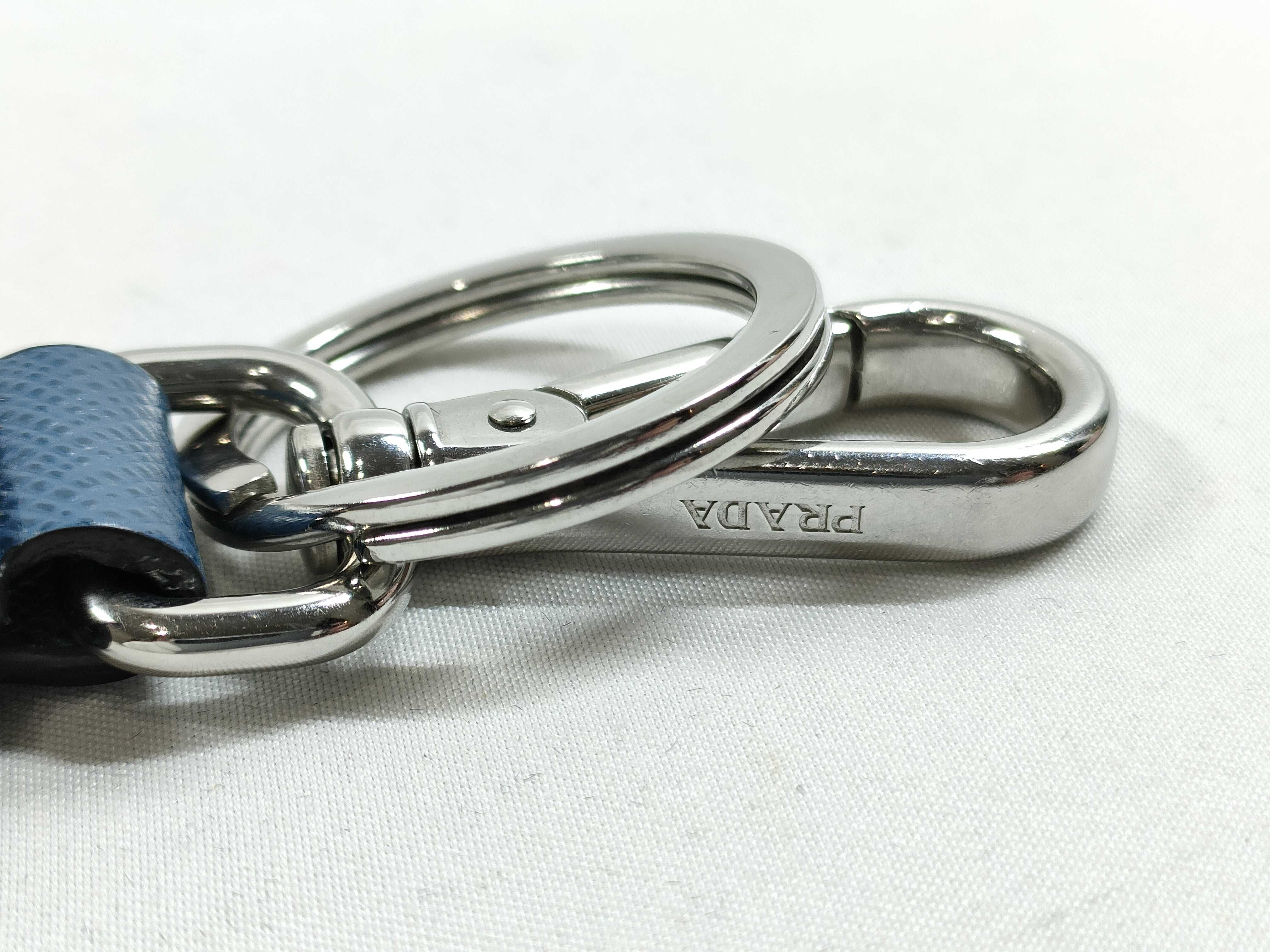 Triangle Logo Saffiano Keyring Key Case — view 7