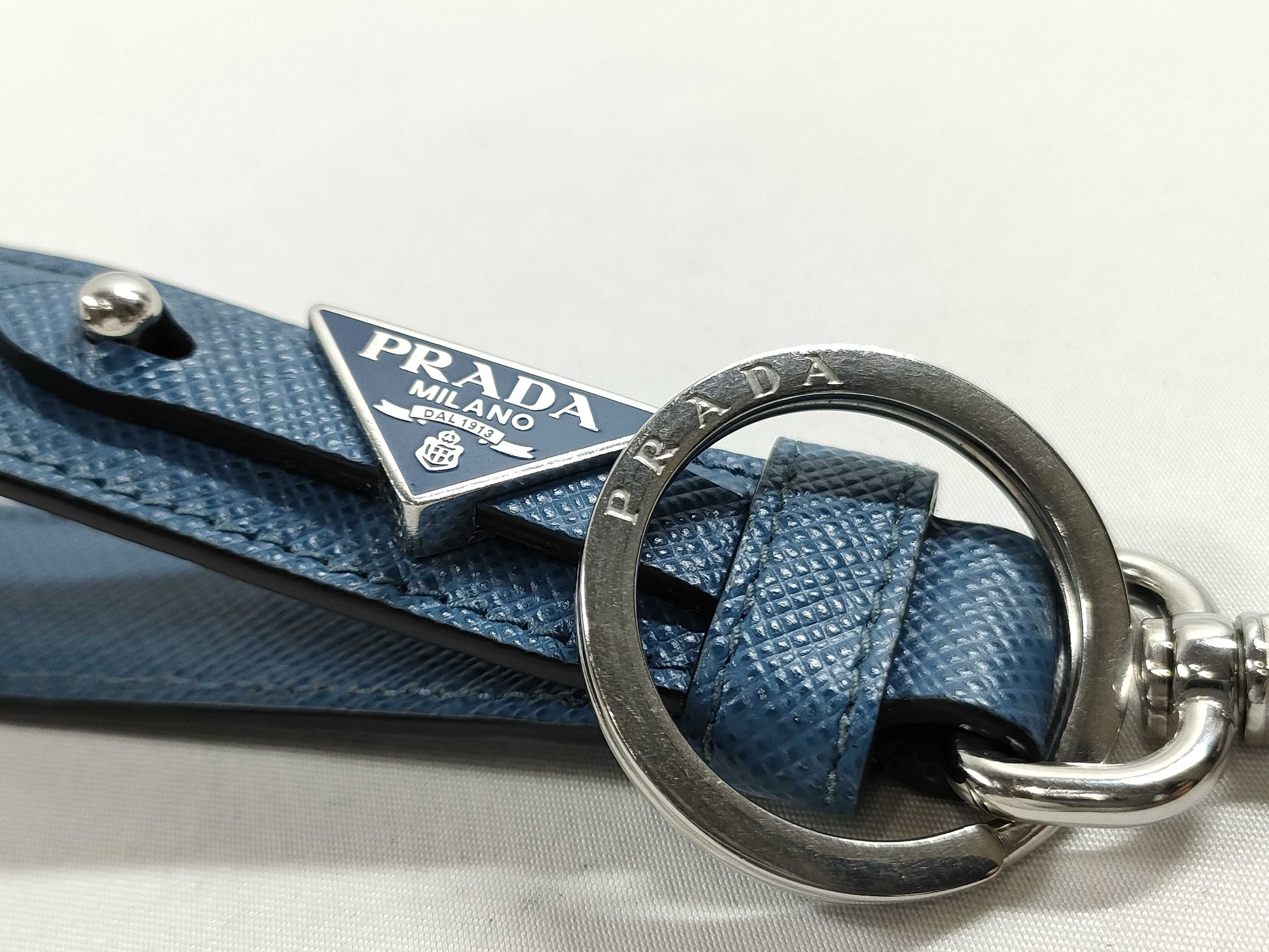 Triangle Logo Saffiano Keyring Key Case — view 8