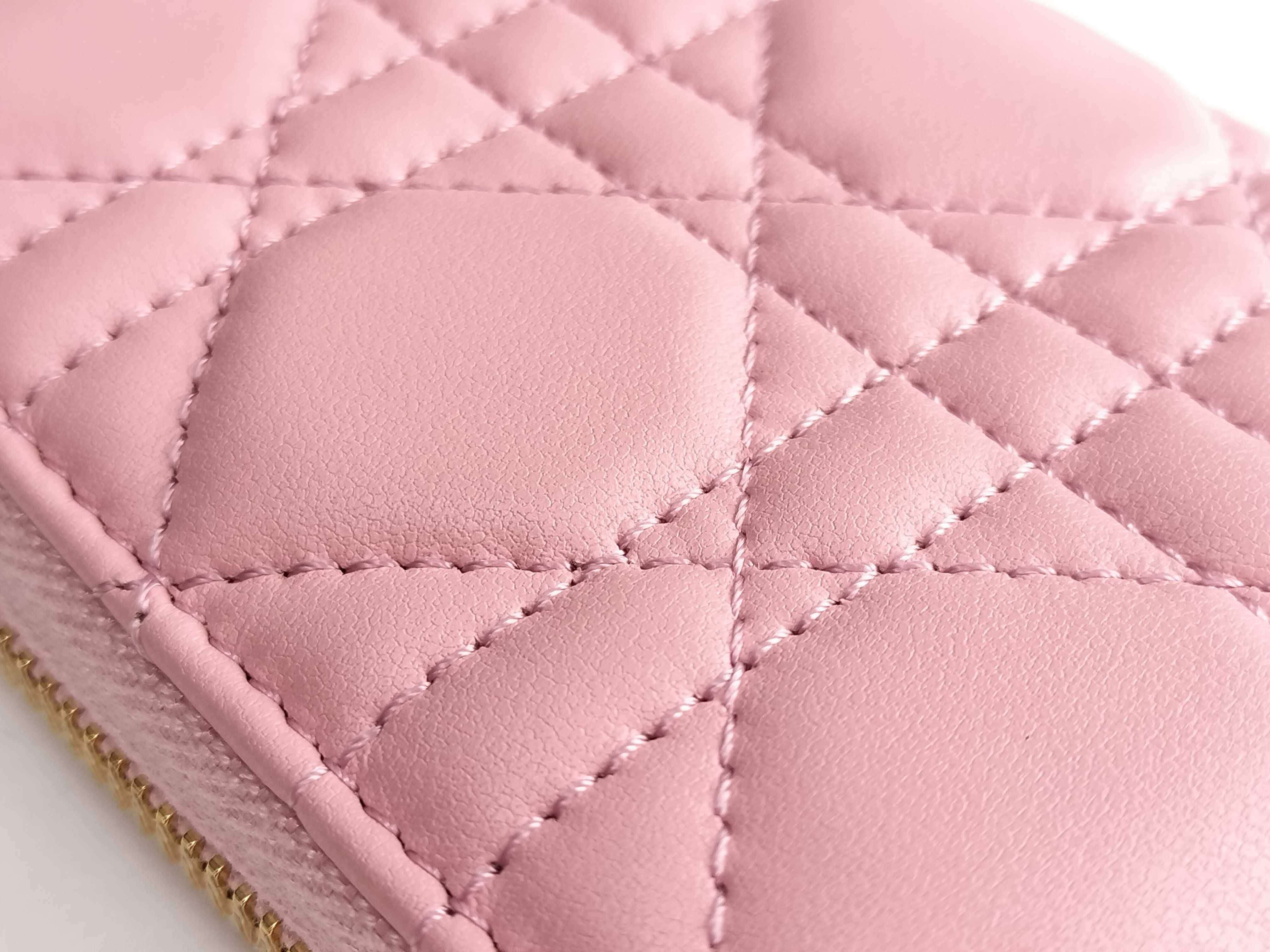 Cannage Round Zip Folding Wallet Pink — view 15