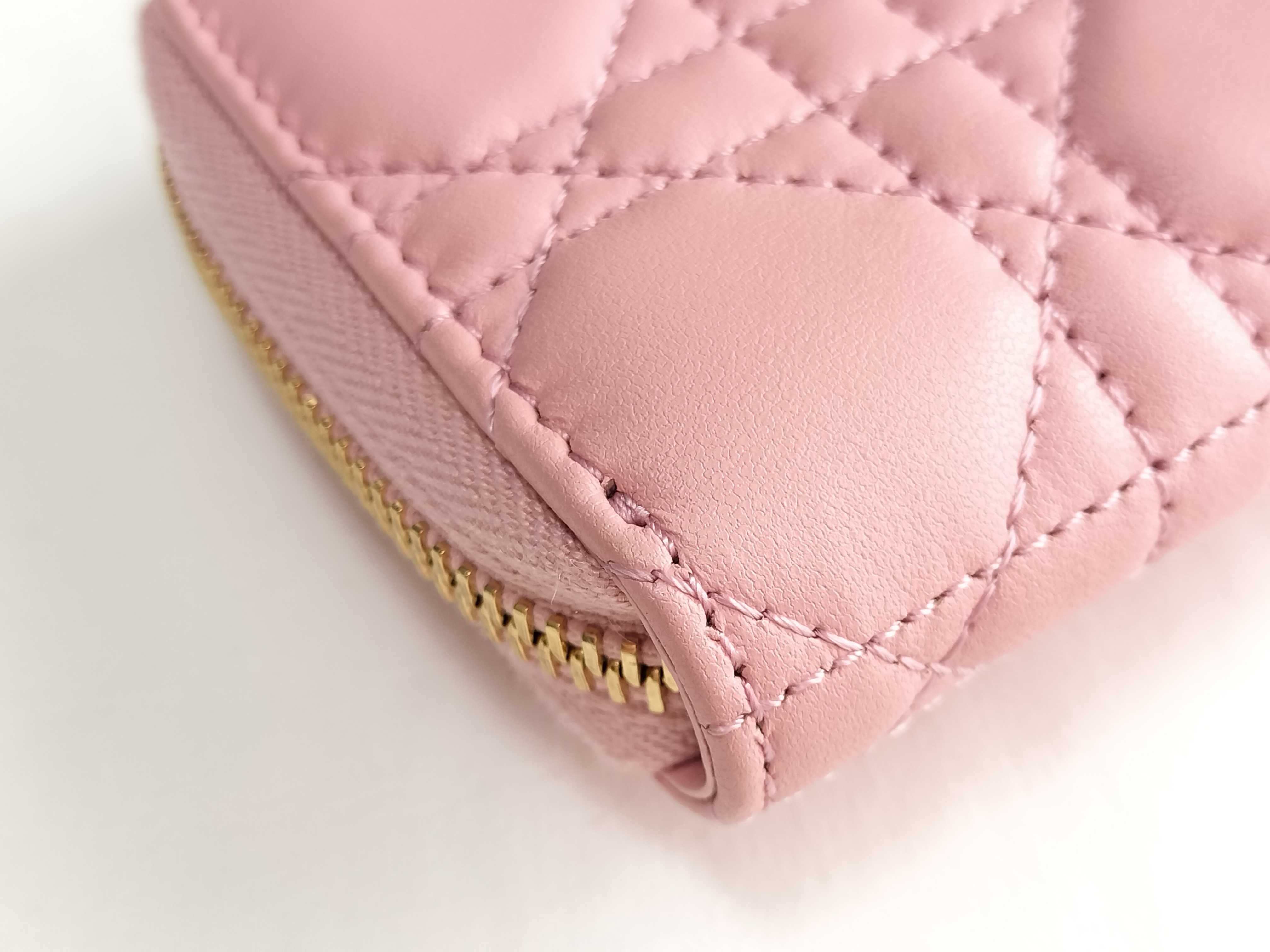 Cannage Round Zip Folding Wallet Pink — view 3