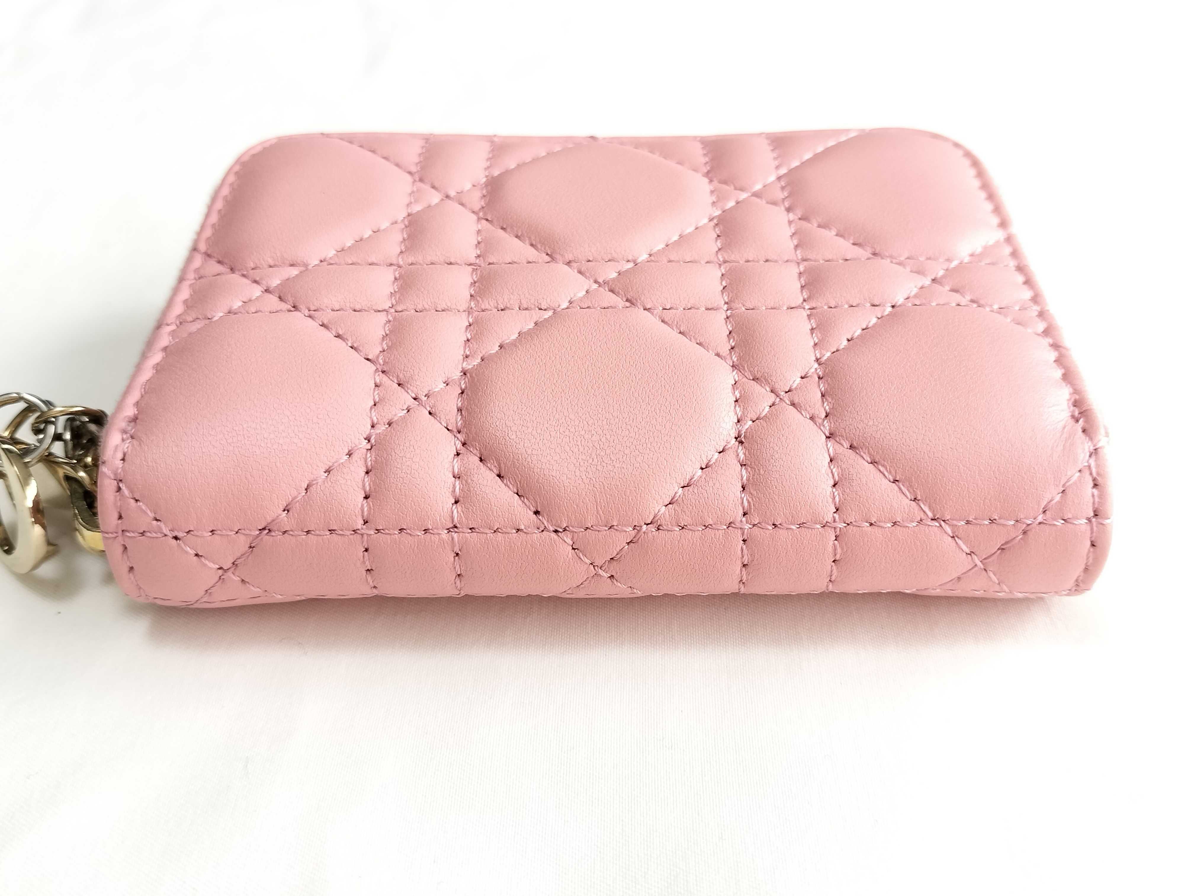 Cannage Round Zip Folding Wallet Pink — view 4